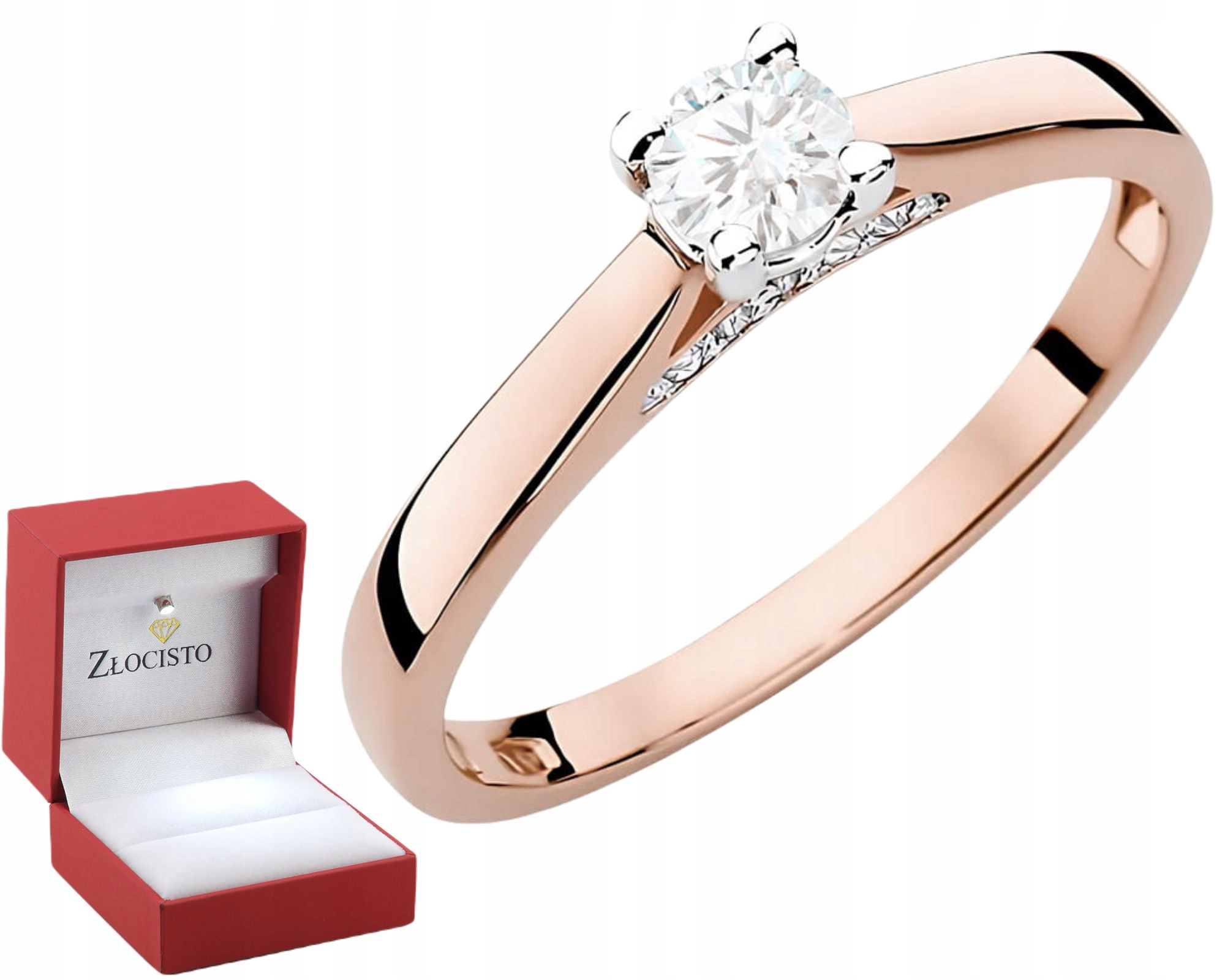 Růžový Zlatý Prstýnek S Laboratorským Diamantem Ryzost 585 14K Dárek