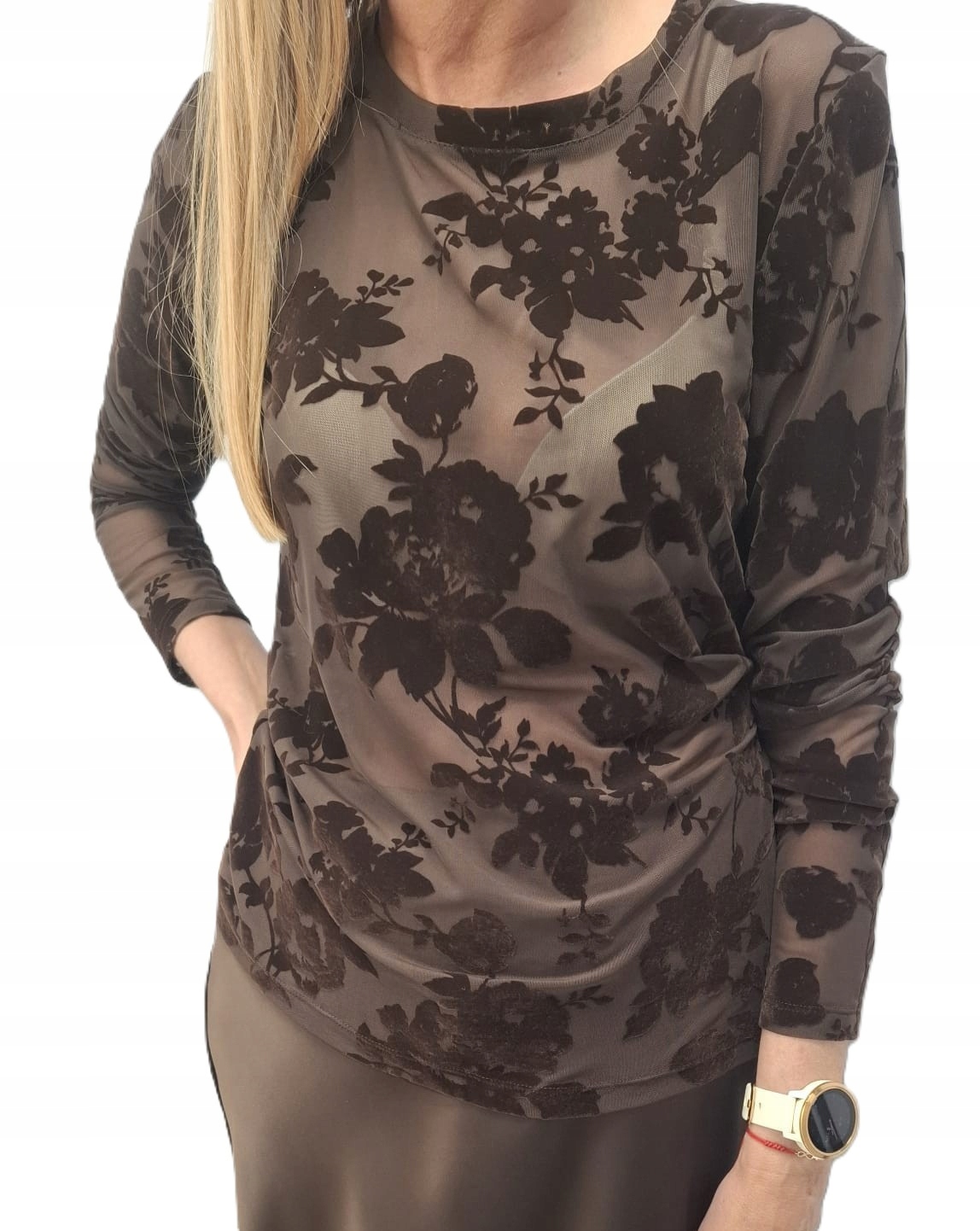 Lemonada Nylonová halenka s květy Hnědá 36/S New