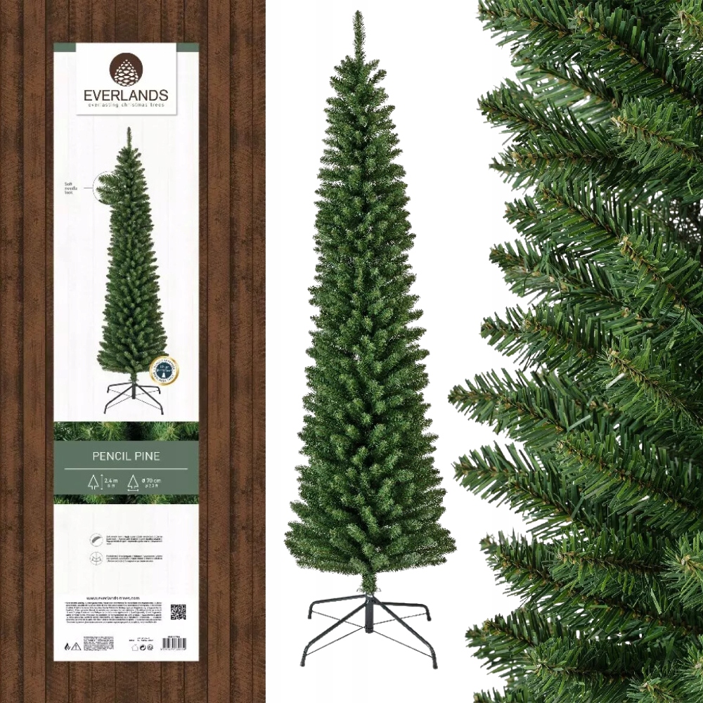 Umelý vianočný stromček úzka Borovica vysoká slim tmavozelená 240 cm