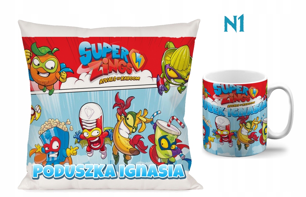 ZESTAW KUBEK + PODUSZKA SUPER ZINGS PREZENT N8 Materiał ceramika