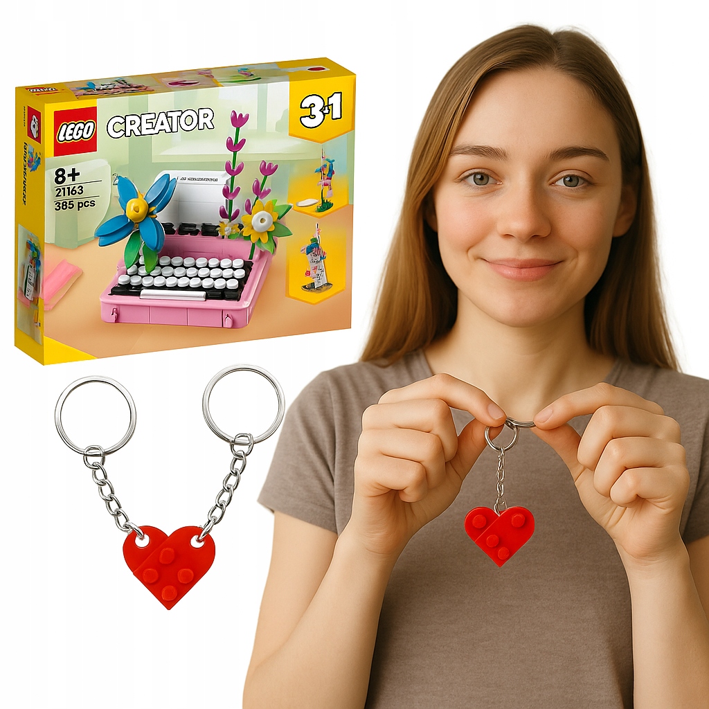 Lego Creator 3v1 Psací stroj s květinami 31169 Přívěsek Na Klíče Srdce Bonus