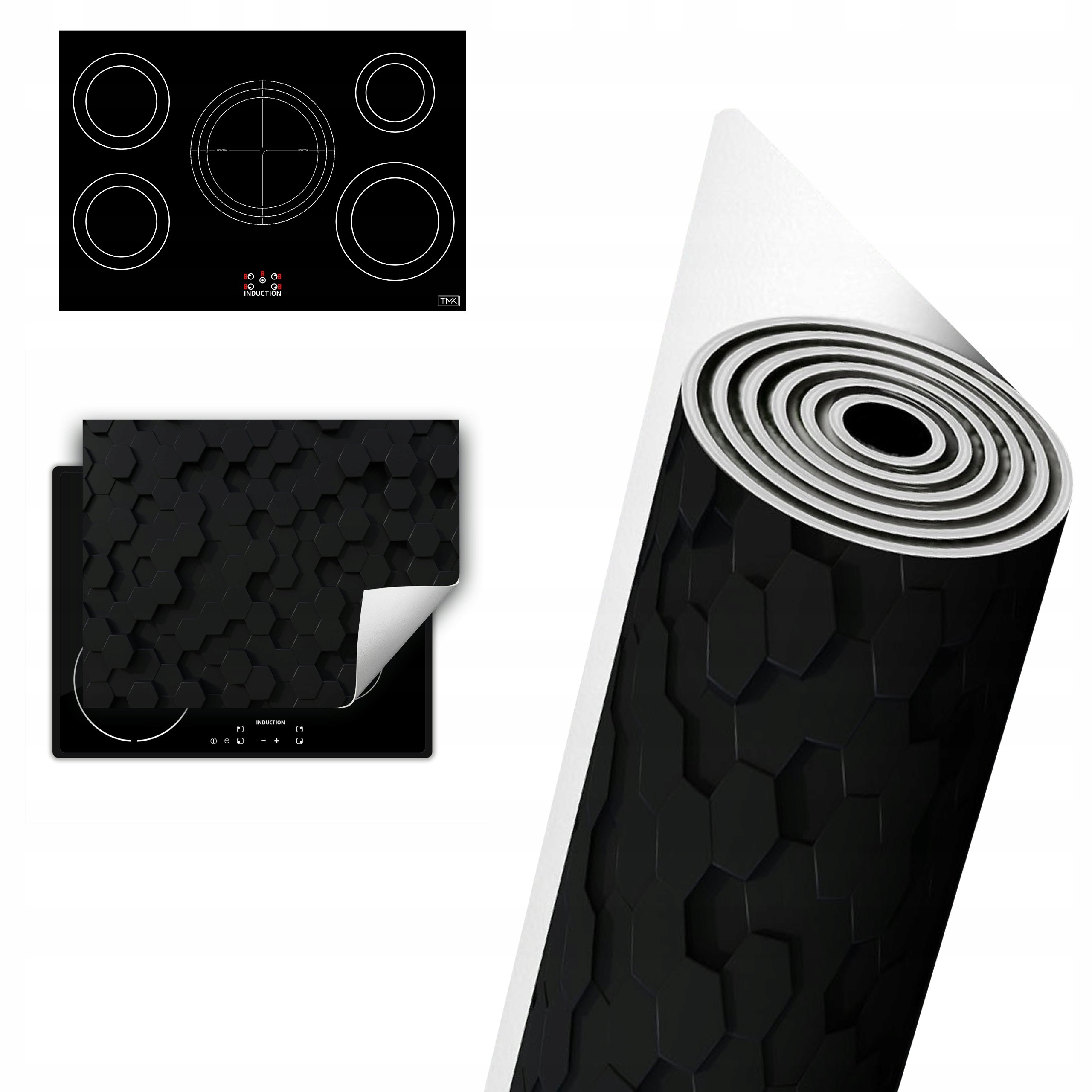 Vinylová Ochrana Na Indukci Deska 80x52 černá 3D
