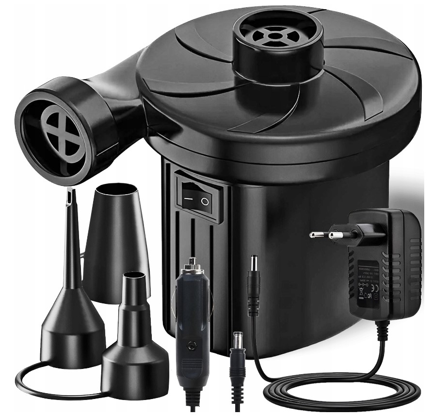Uniwersalna Pompka Elektryczna Pompka Materac Piłki 12V/230V+KOŃCÓWKI