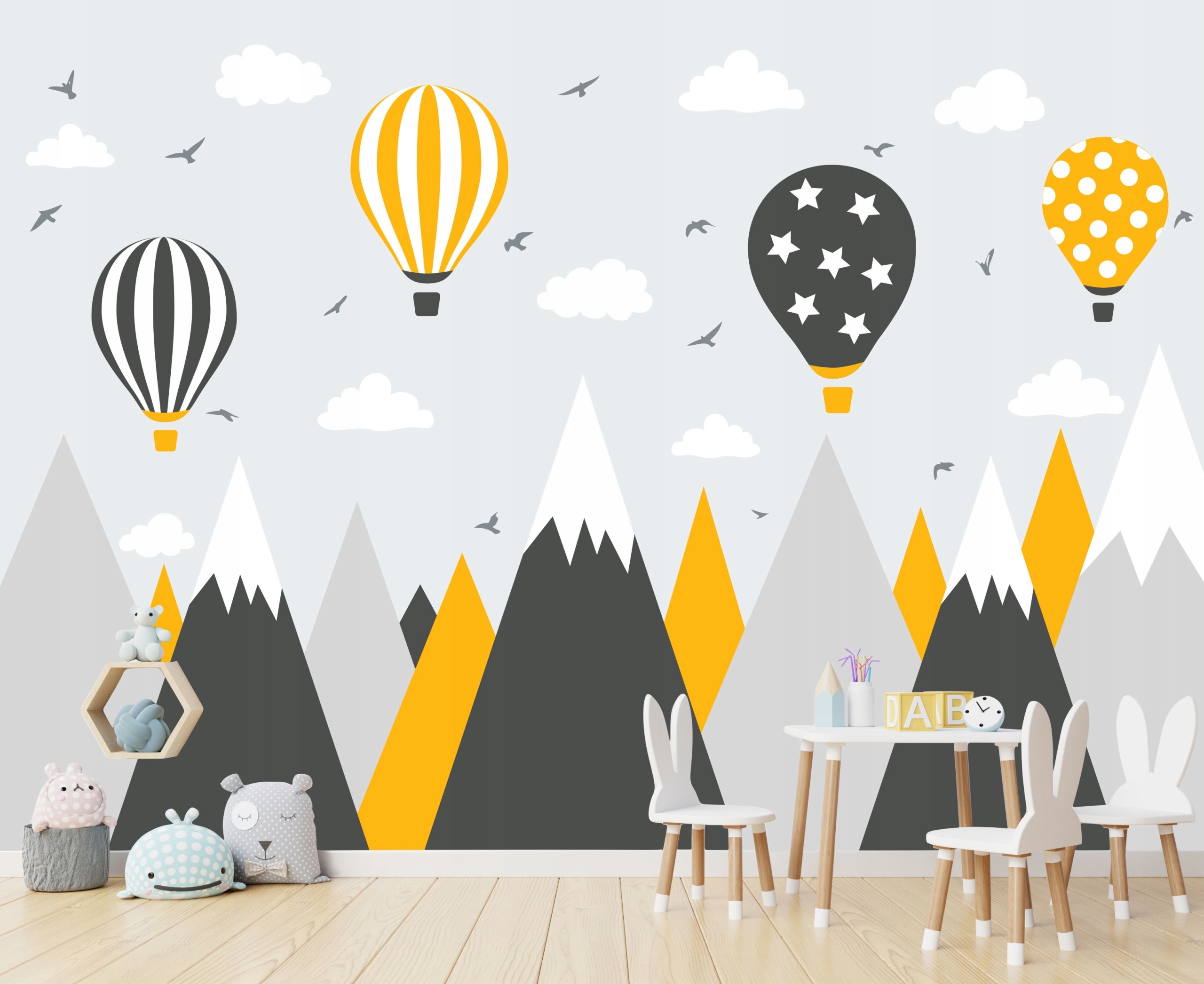 Fototapeta Tapeta dla dzieci Góry Chmury Balony Rodzaj flizelinowa