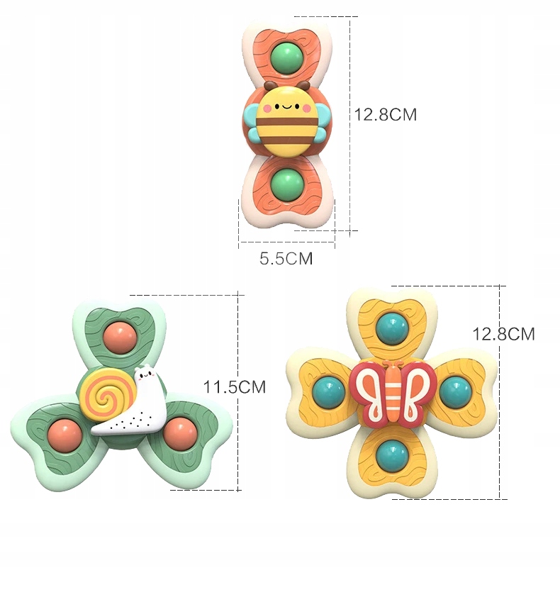 LT502 3 DB-OS JÁTÉK SPINNER SZETT TAPADÓKORONGOS SPINNER IDEÁLIS UTAZÁSHOZ Márka LandToys