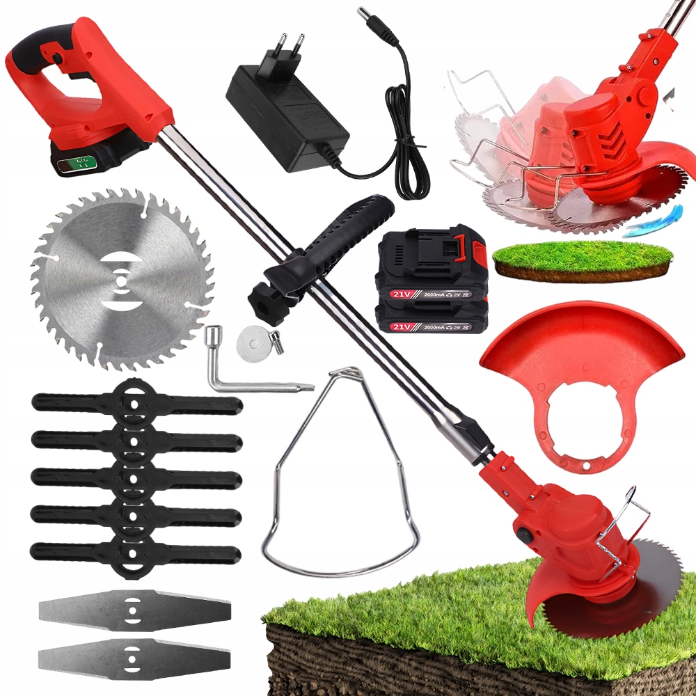 Křovinořez Elektrický Vyžínač 650W2000MAH Pro Sekání Trávníků S Baterií