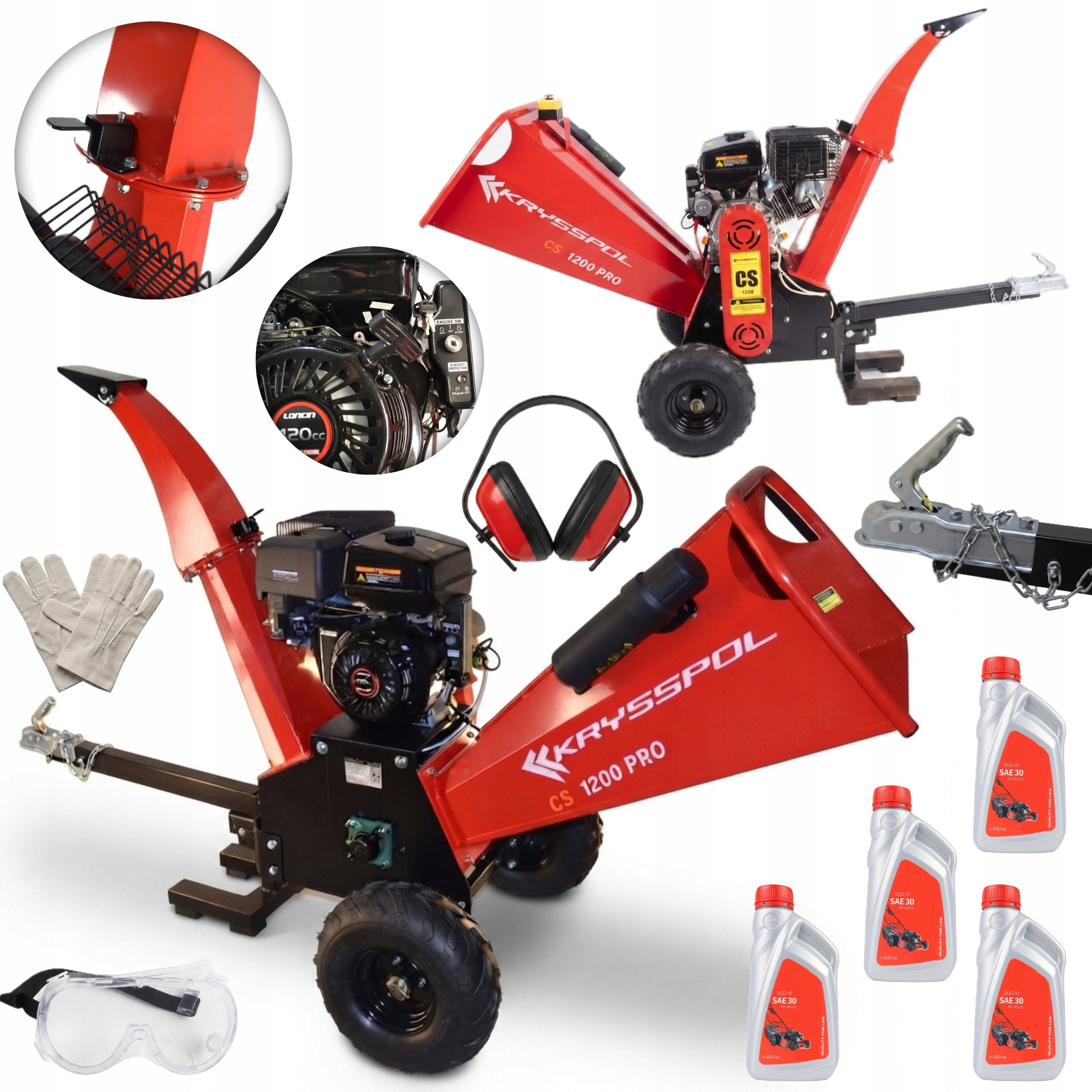 Profesjonalny Rębak Rozdrabniacz Spalinowy Cs 1200 Pro Silnik Loncin 12CM