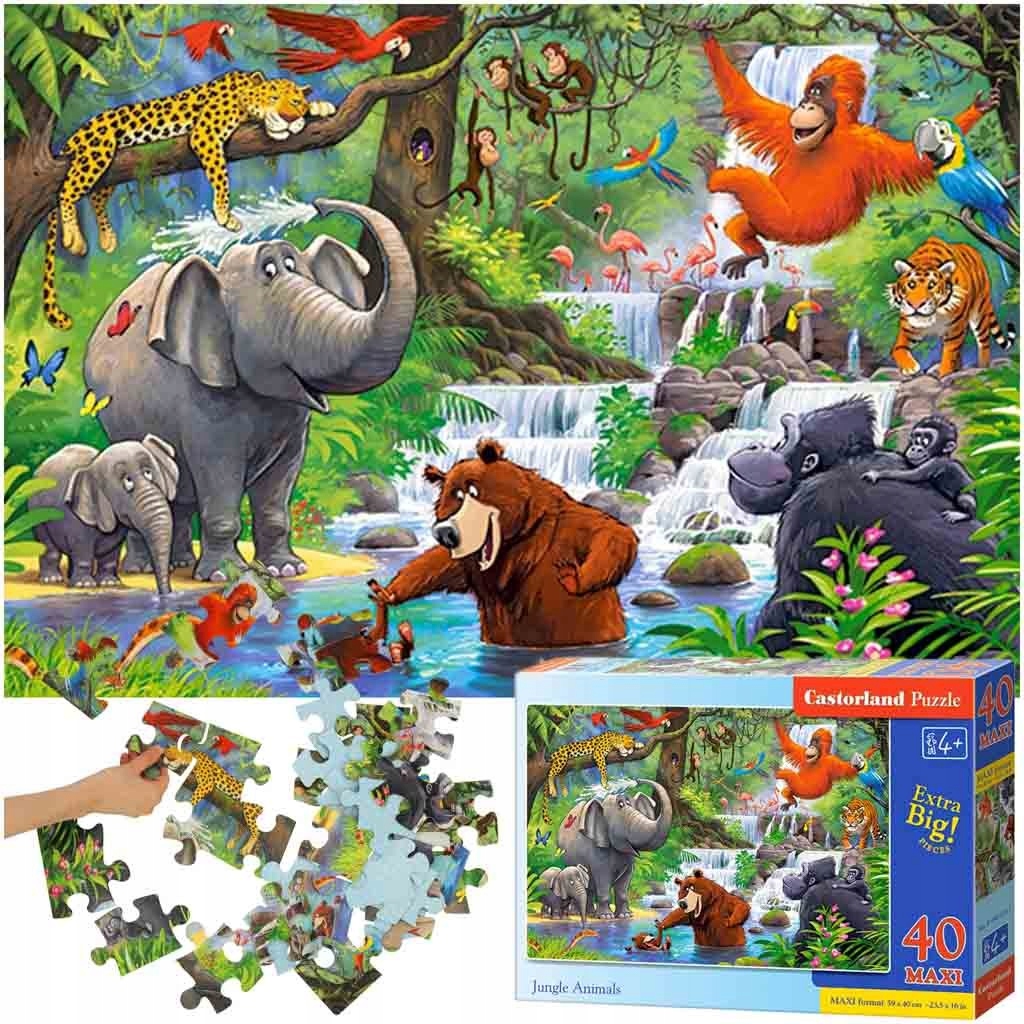 Puzzle zabawa logiczna dla dzieci 40 elementów Zwierzęta z Dżungli 4+