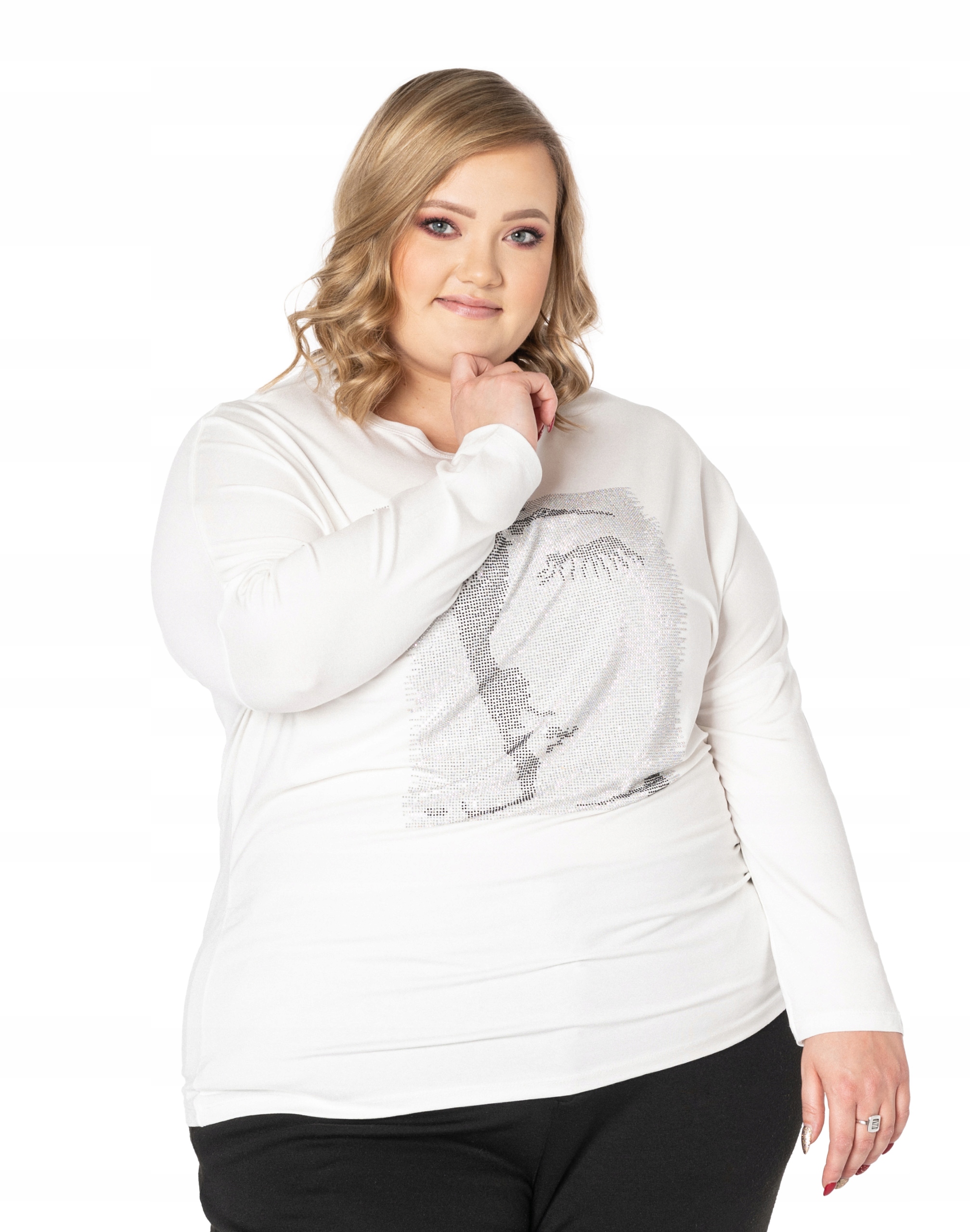 

Duża Bluzka Damska Koszulka Długi Rękaw 2103-07