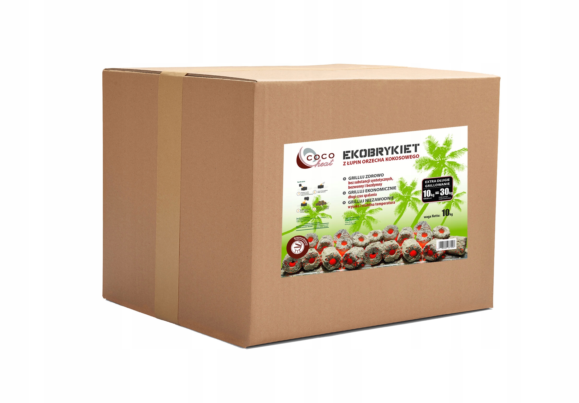 BRYKIET KOKOSOWY Z ŁUPIN ORZECHA ZDROWY GRILL10 kg