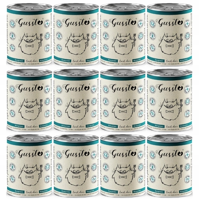Gussto Fresh Deer Jeleń 12x 400g Monobiałkowa smakowita karma mokra dla kot