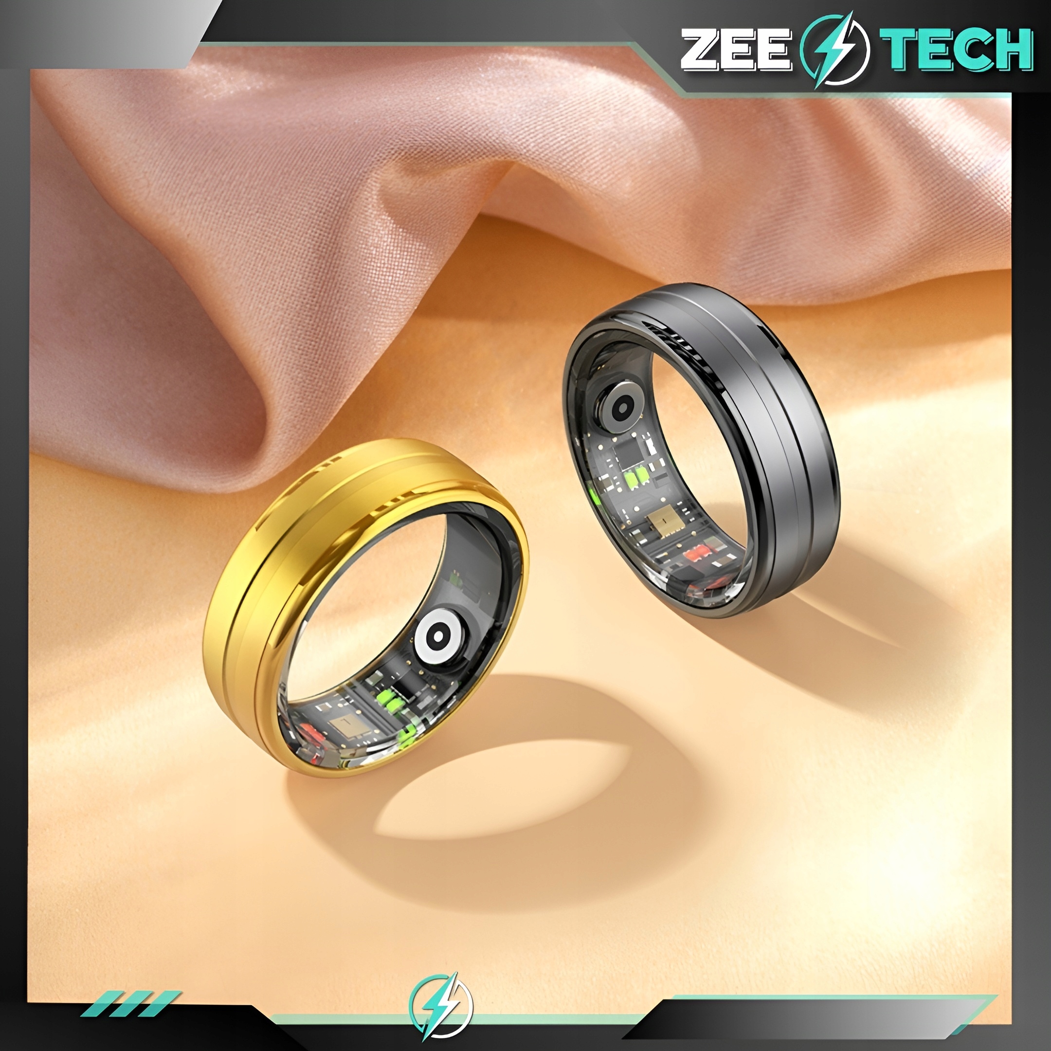 SMART RING INTELIGENTNY PIERŚCIONEK TĘTNO STRES KROKI SEN SPORT SMARTRING Kolor czarny