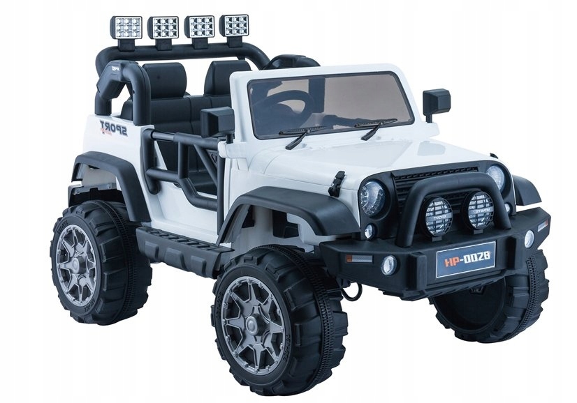 Auto na akumulator Jeep terenowy dwuosobowe Led MP3 12V 2x45W Eva biały pil