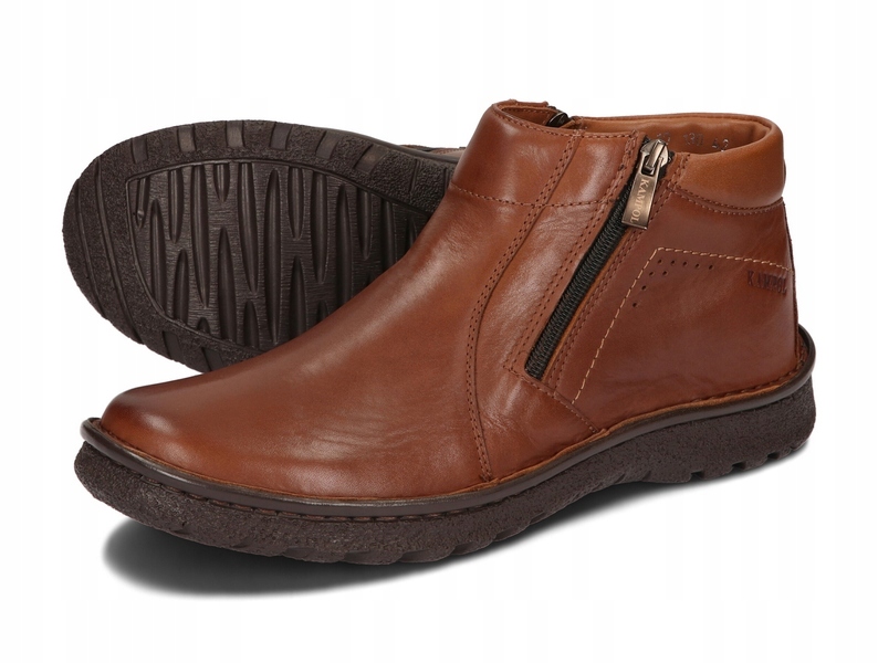 BUTY ZIMOWE MĘSKIE OCIEPLANE 130 JASNY BRĄZ 43 Model TRZEWIK