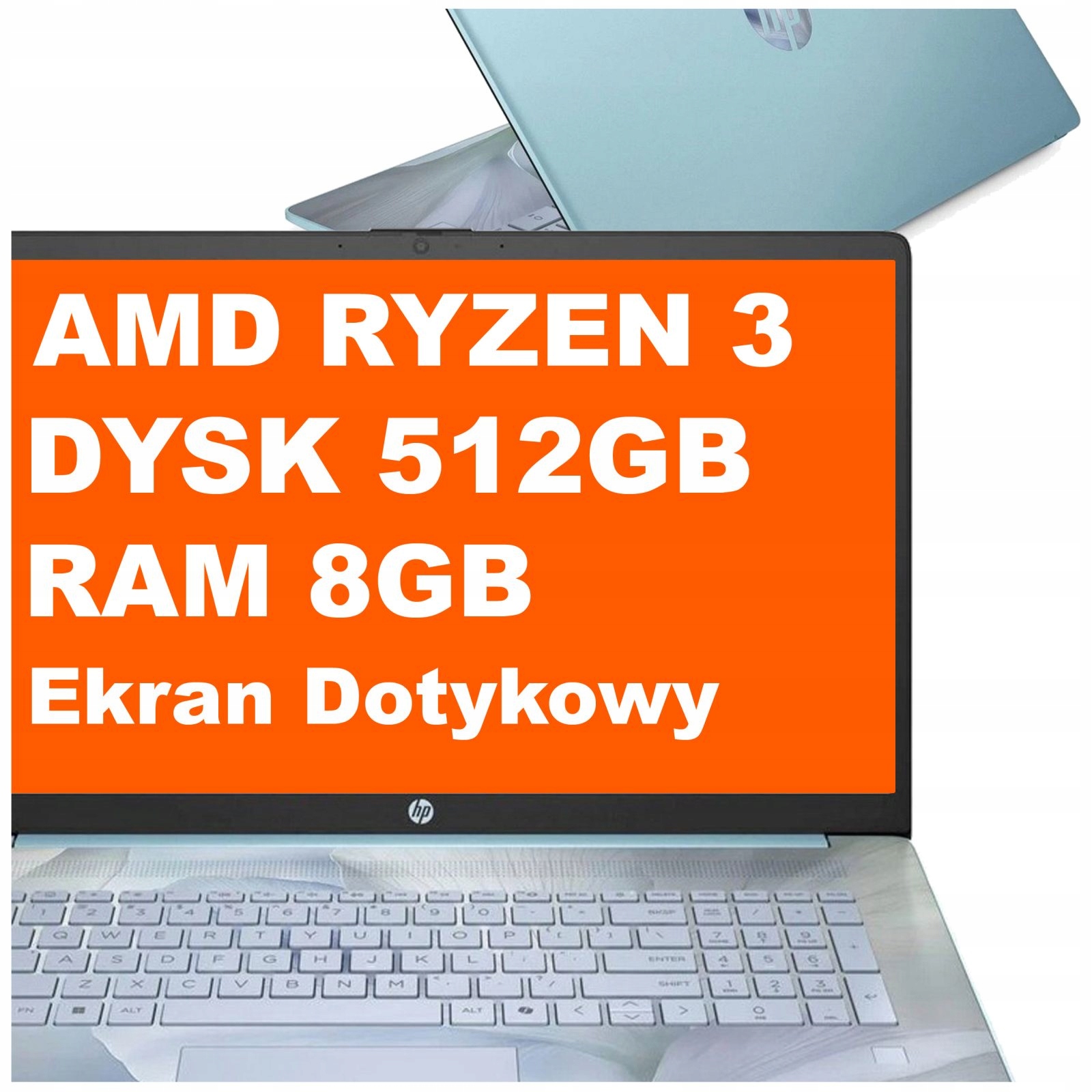 Notebook Hp 17-cp Ryzen 3 8GB 512GB Amd Radeon 17,3" Hd+ Dotyk W11 Modrý