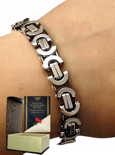 SREBRNA BRANSOLETA MĘSKA SPLOT KRÓLEWSKI -PŁASKA-925- OKSYDOWANA-23 CM