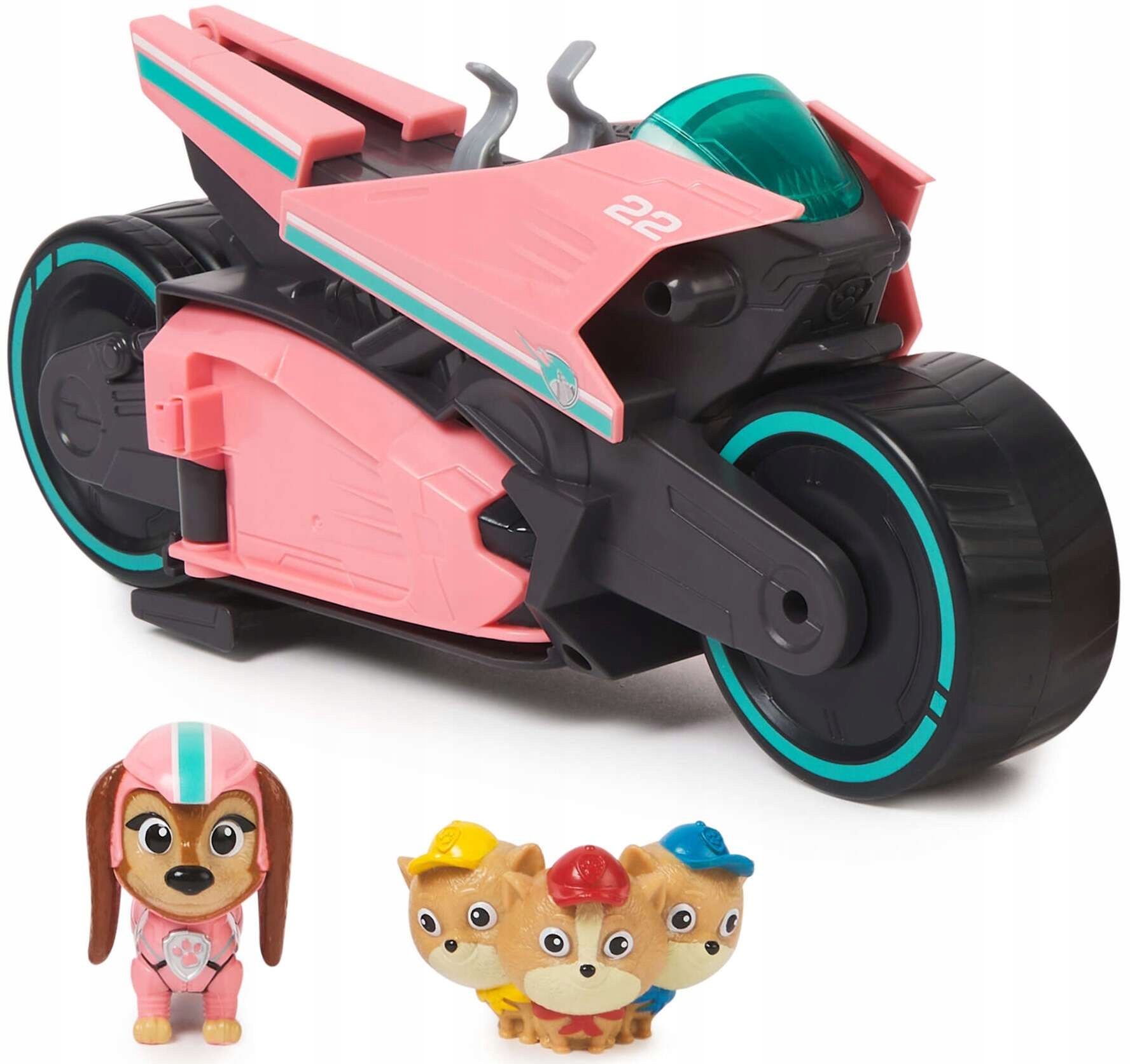 PSI PATROL MIGHTY MOVIE LIBERTY + POMS I POJAZD MOTOCYKL TRANSFORMUJĄCY Model Paw Patrol