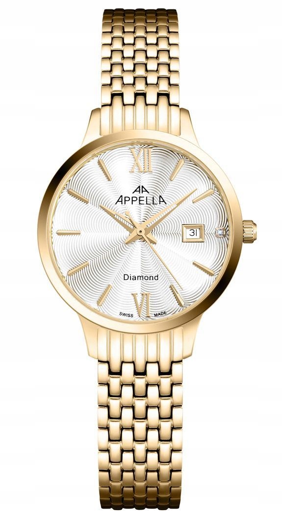 Nové Originální dámské hodinky Appella L50012.1163DQ zlaté s diamantem