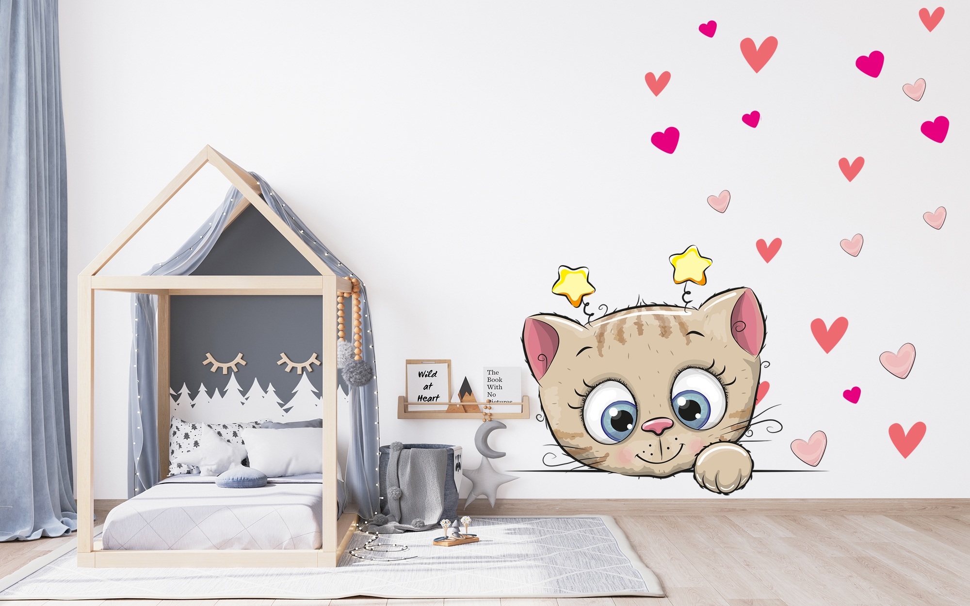 XL DUŻA Naklejka na ścianę KOTEK SERCA 57x43 Marka MGDesign