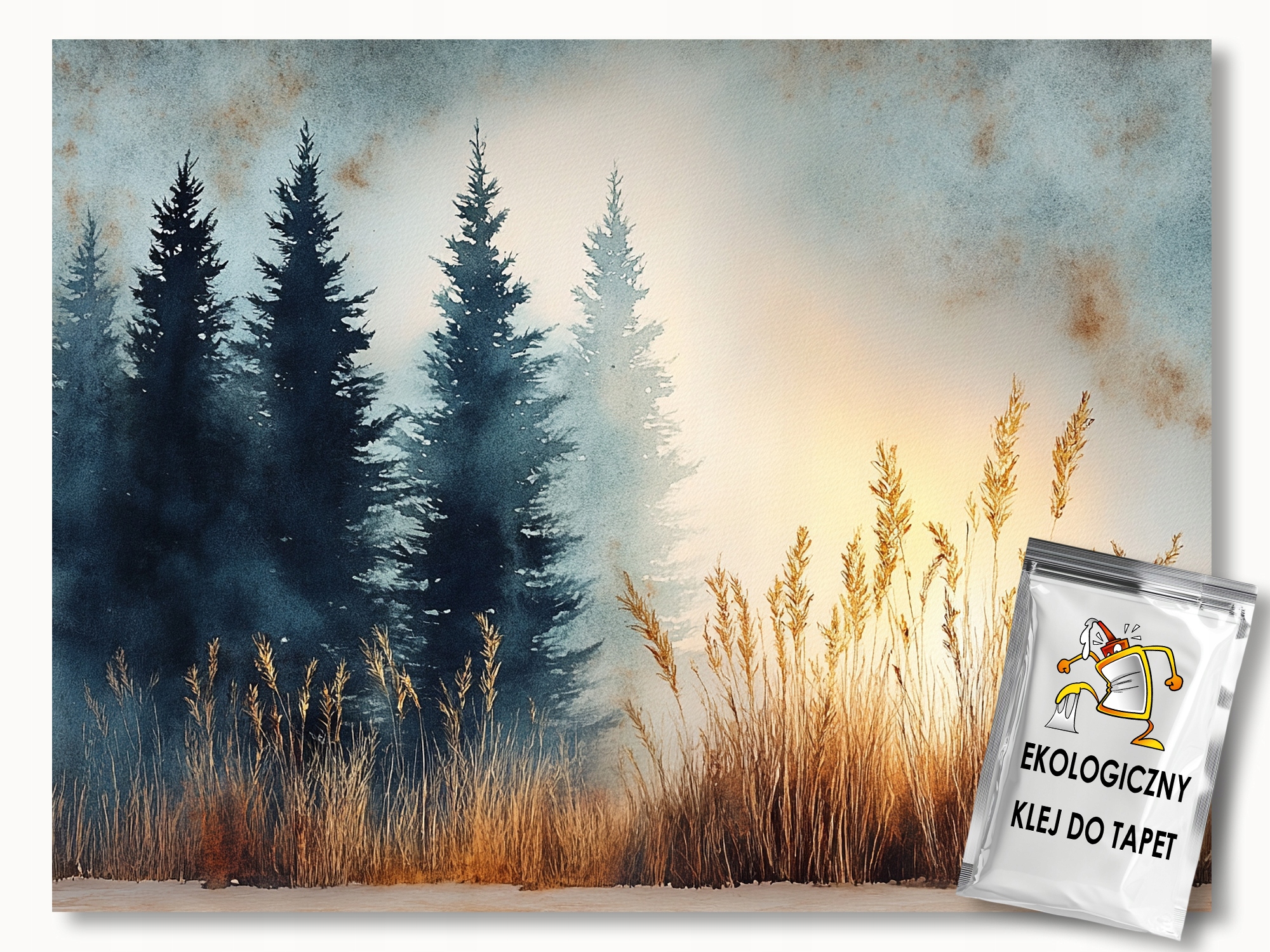 Fototapeta Flizelina Krajina Les Stromy Trávy Obilniny Klasy 416x254 130g