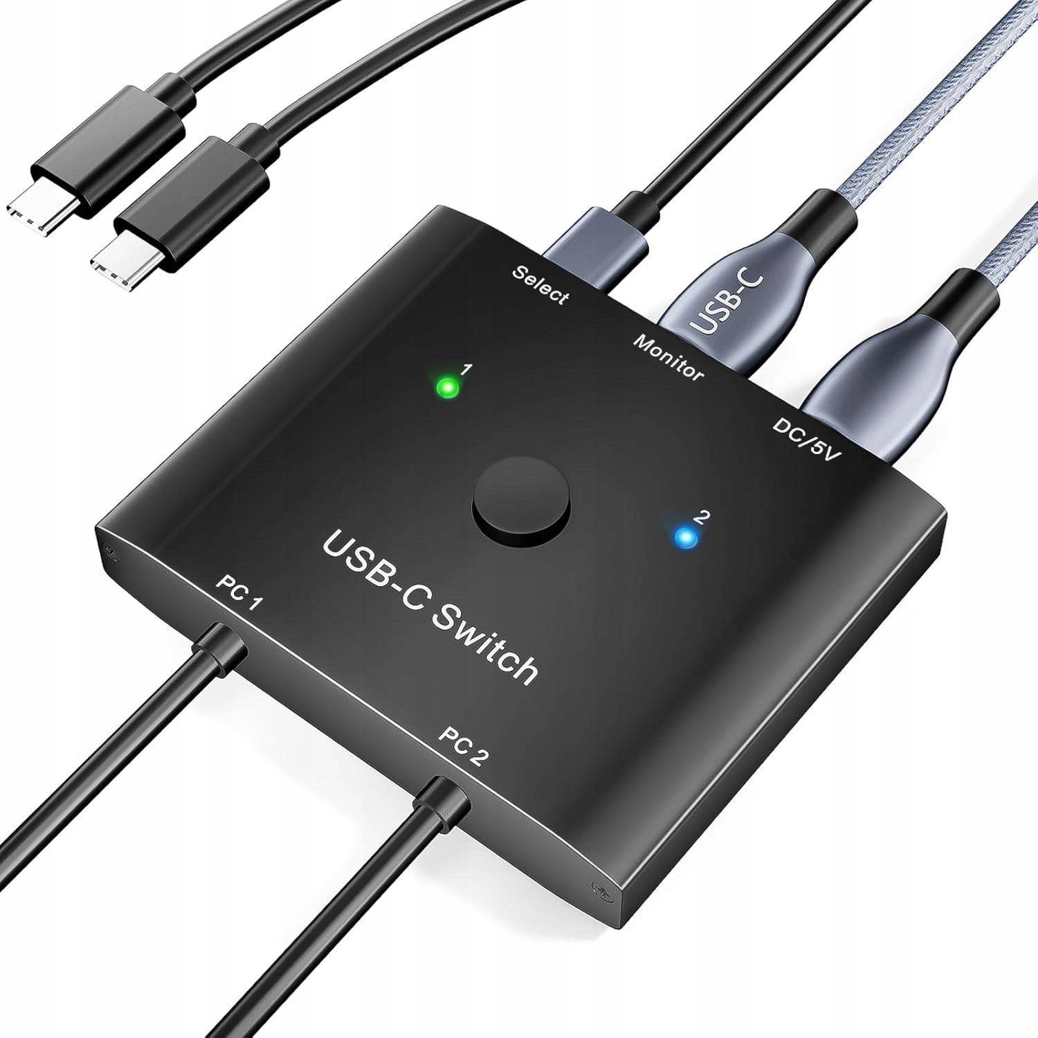 Prepínač Usb-c 2v1, Kvm Usb-c pre 2 notebooky a 1 monitor 4K 120 Hz, 100 W
