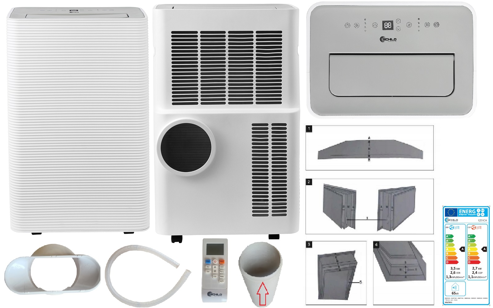 WiFi 4v1 Mobilní klimatizátor R290 4,1kW 14000btu Topení, odvlhčovač Tuya