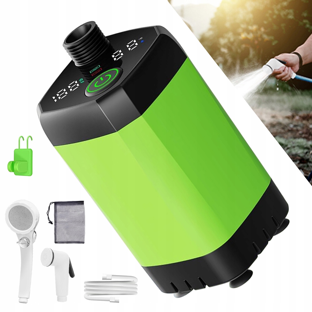 Campingová sprcha 6000 mAh Usb-c s displejem, teplota vody