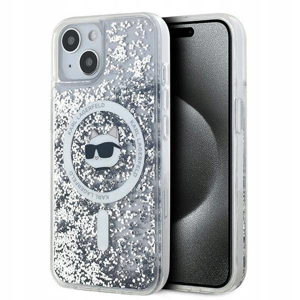 Pouzdro Karl Lagerfeld Liquid Glitter Magsafe pro iPhone 13 Bezbarvé