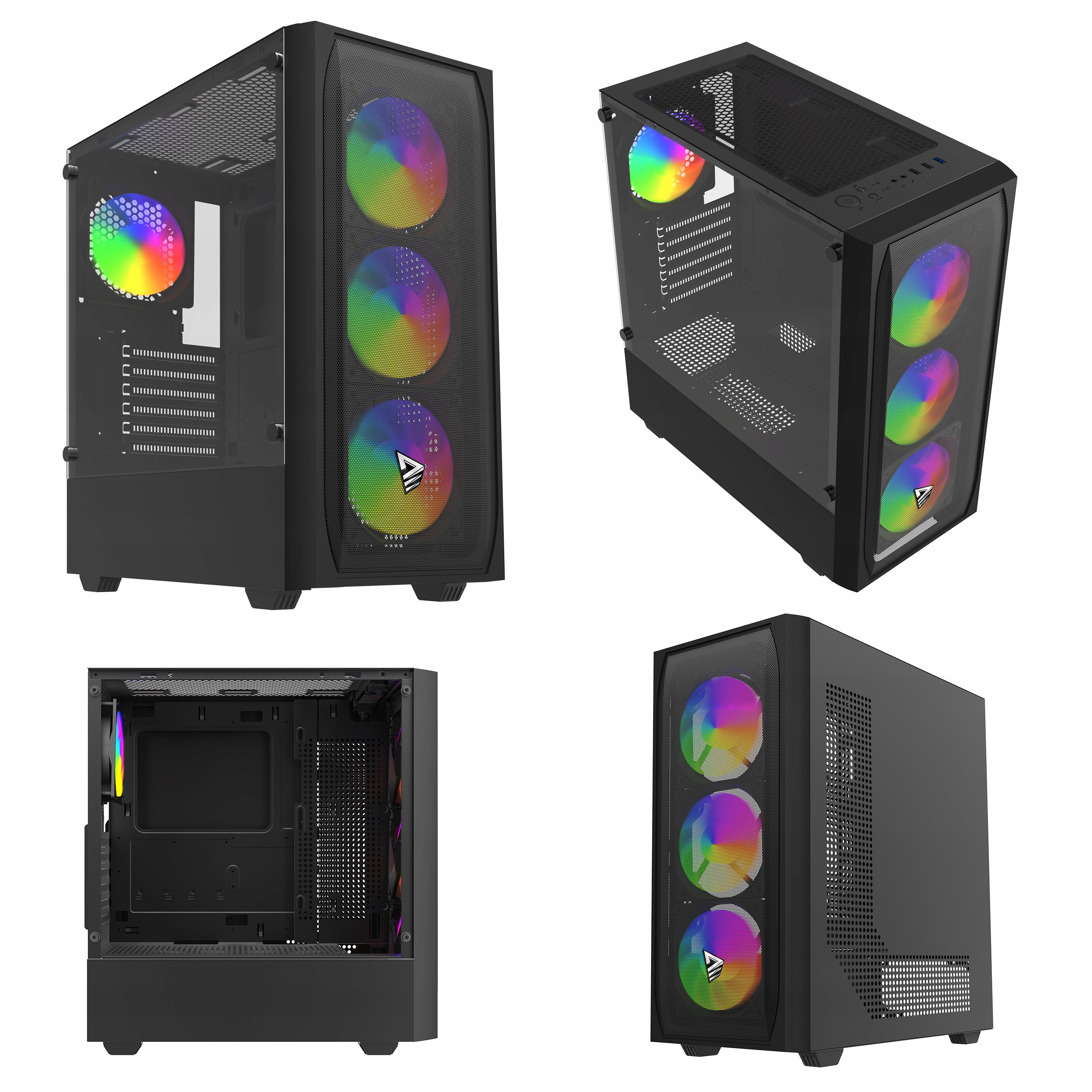 Počítačová Skříň pro počítač Savio Noctis Flow Rgb X1 4 ventilátory Sklo Mesh