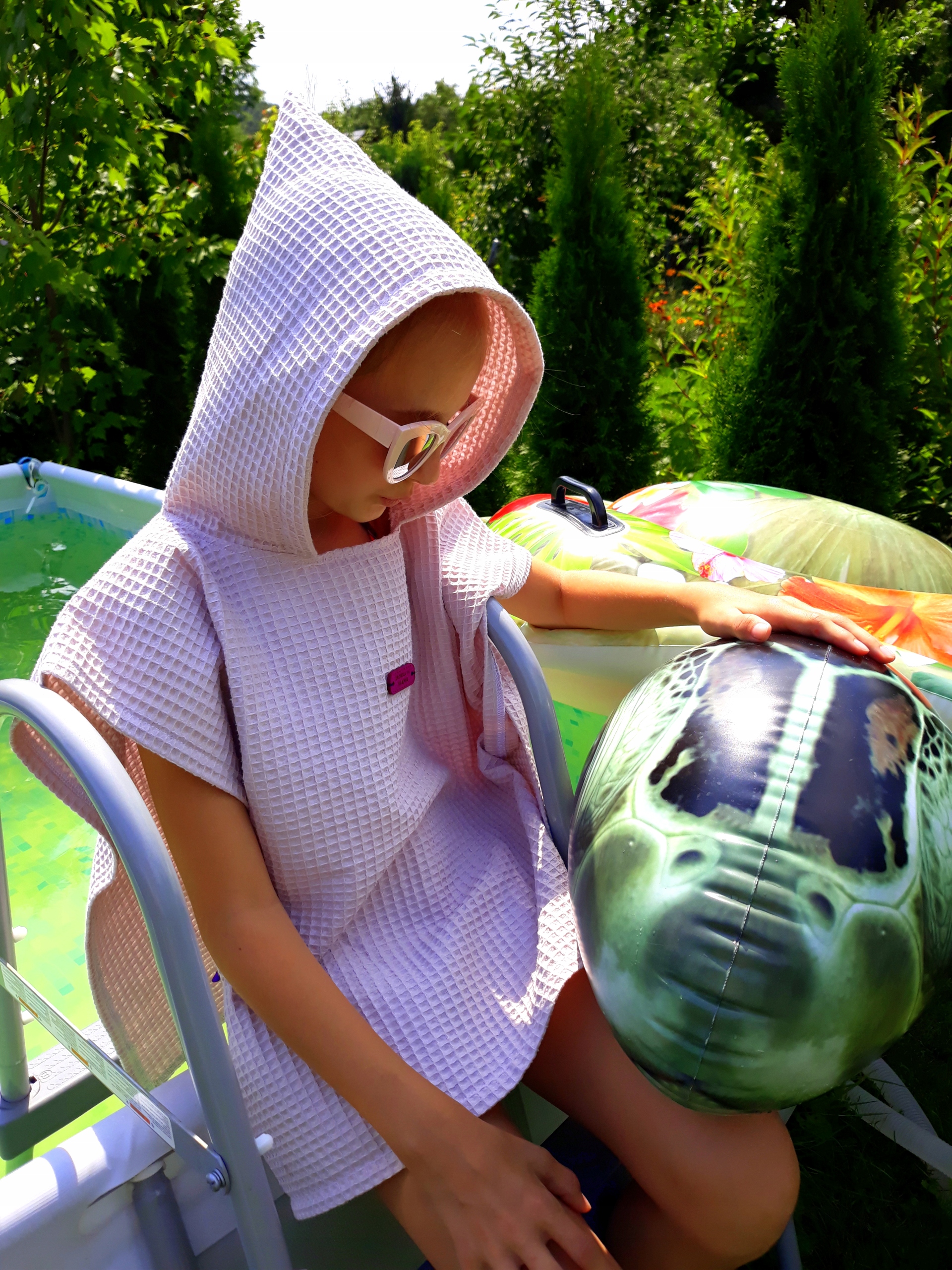 PONCZO z kapturem RĘCZNIK KĄPIELOWY wafel 1-2 lata Materiał dominujący bawełna