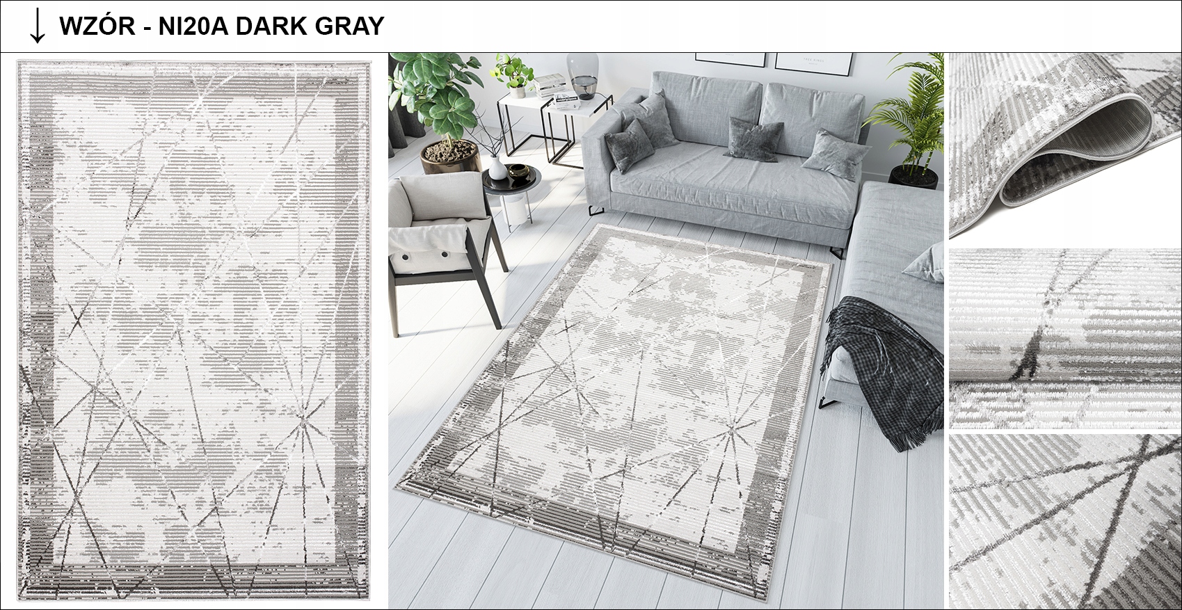 Dywan CRYSTAL 200x300 Z Połyskiem Nowoczesny Modny Miękki Różne Wzory Wzór nowoczesny