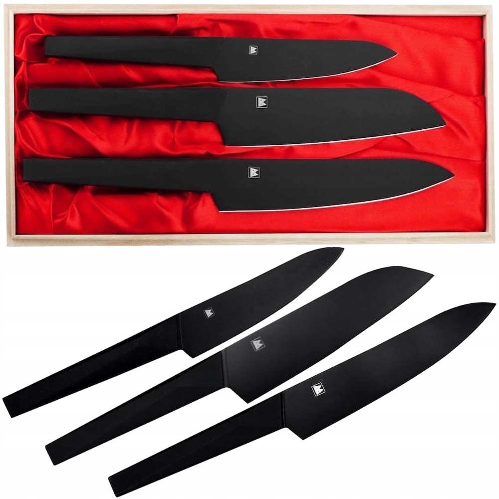 Satake Black Japonský set 3 nožov v drevenej darčekovej krabičke HG8682W