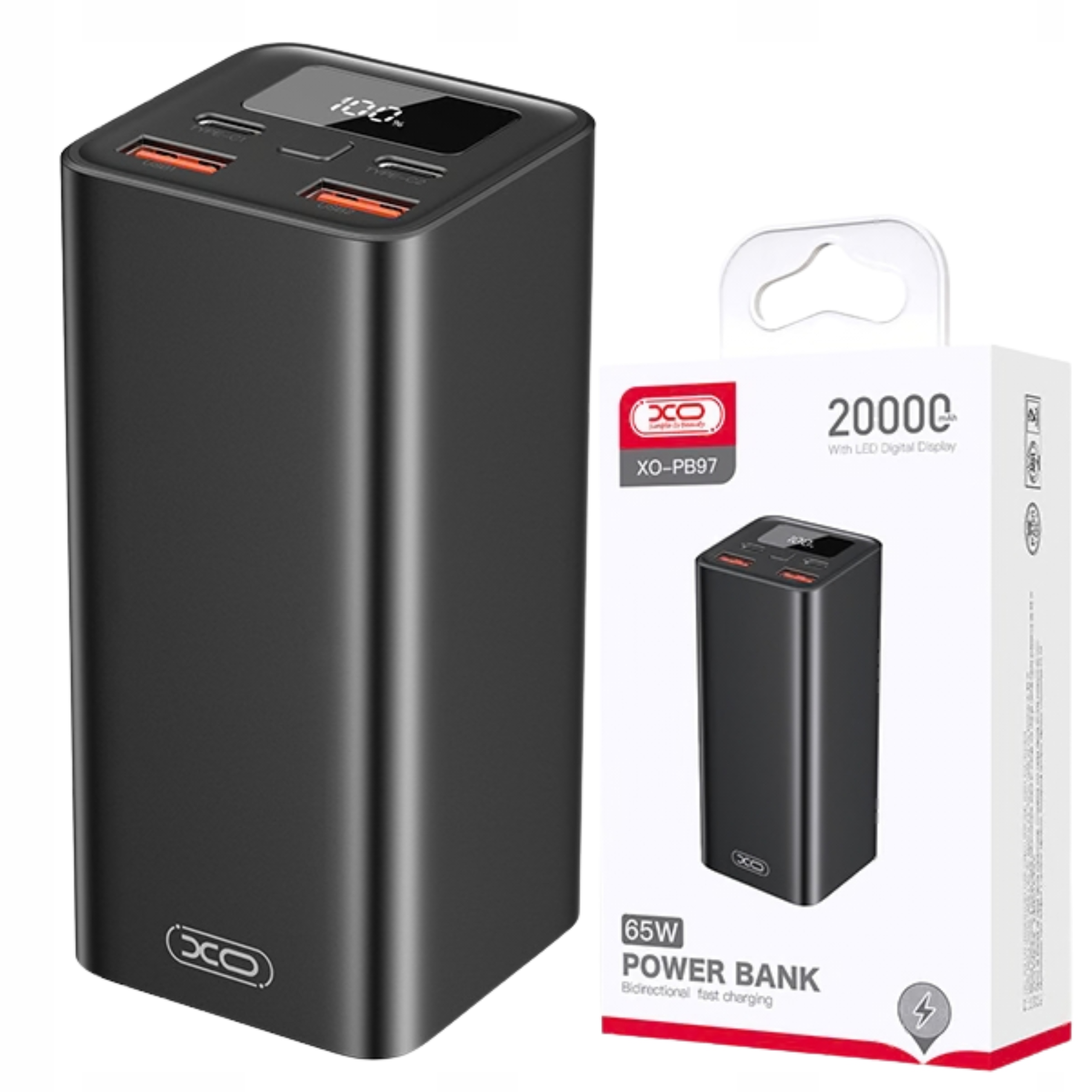 Powerbank Power Bank pro notebook Xo PB97 65W 20000 mAh černá