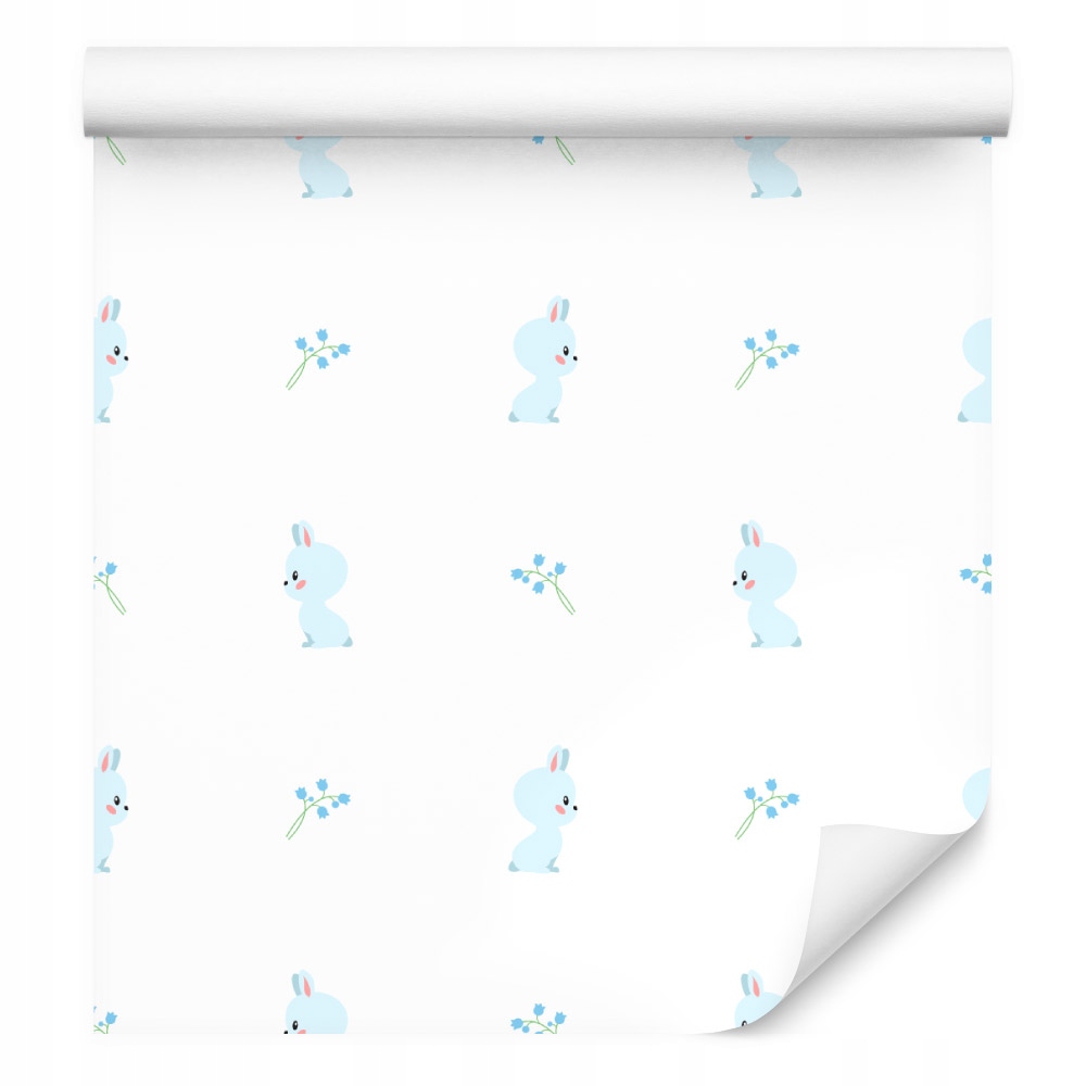 Tapeta na zeď do dětského pokoje králíci rostliny