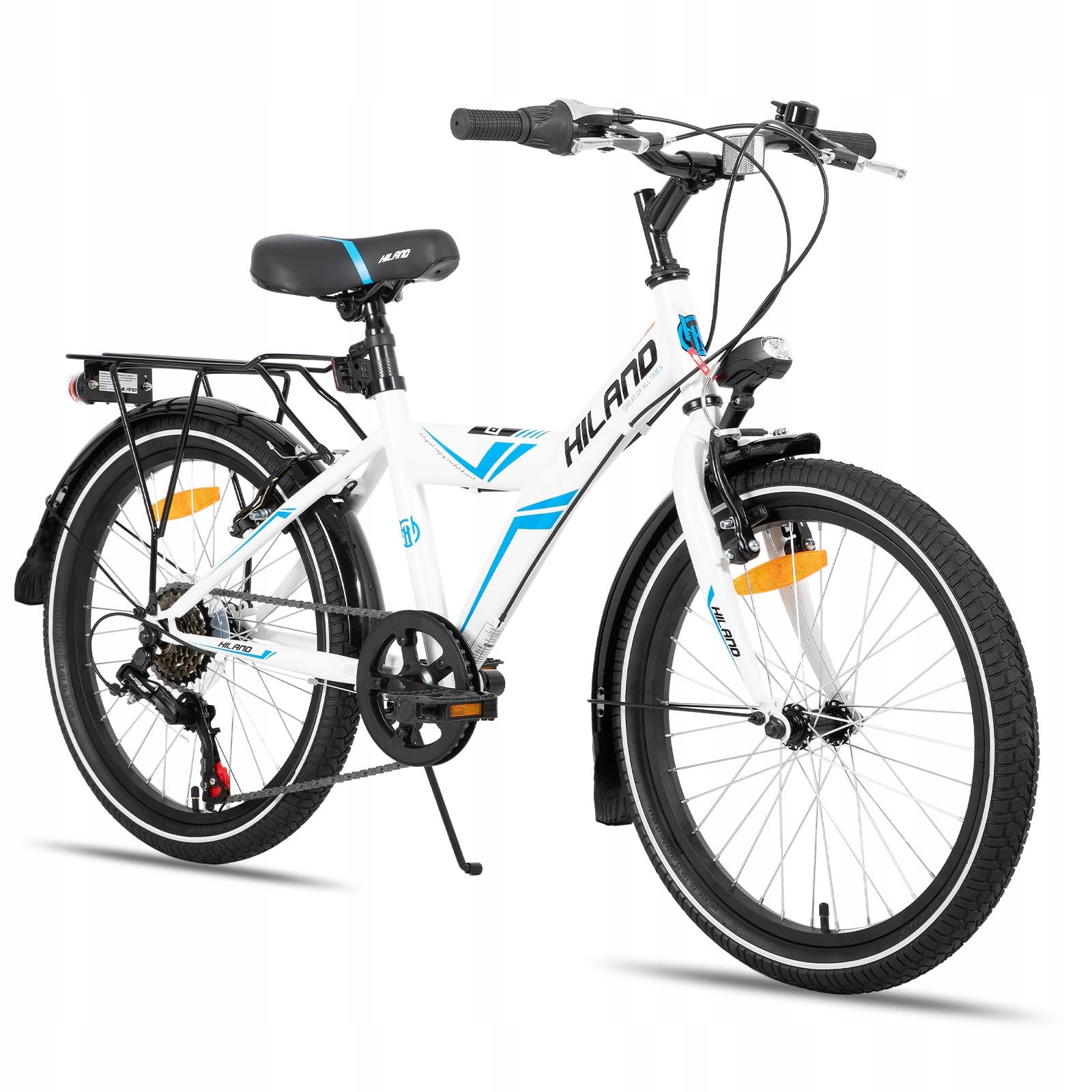 Dětské kolo Mtb 20 palců 2x mechanické brzdy 6 rychlostní nosič lampička