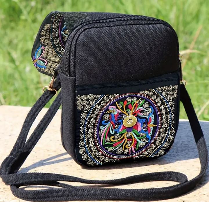 Torebka orientalna 18x14x5cm listonoszka hafty styl vintage boho płótno Materiał dominujący inny