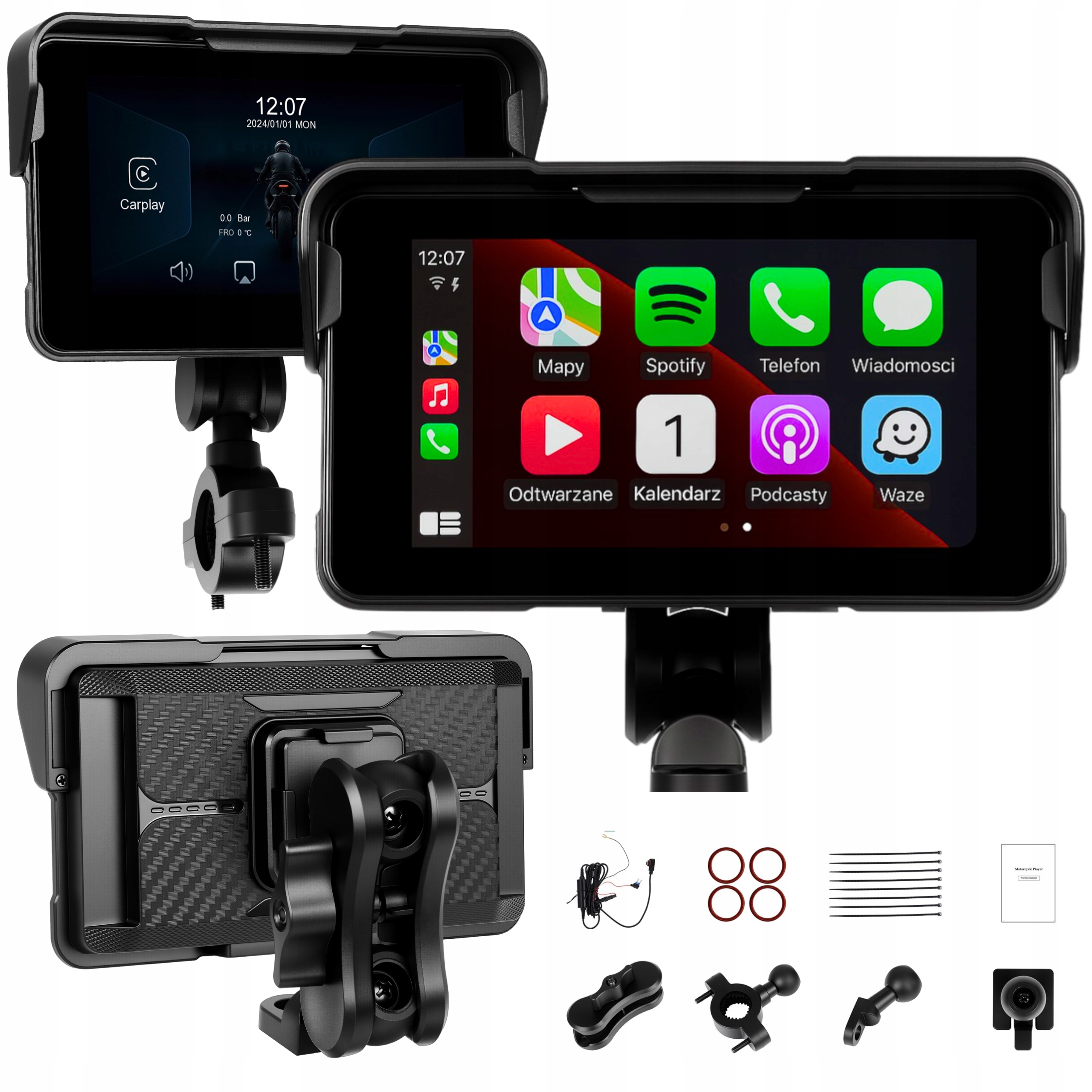 Tablet Stacja Motocyklowa Multimedialna Nawigacja Carplay Android Auto Bt