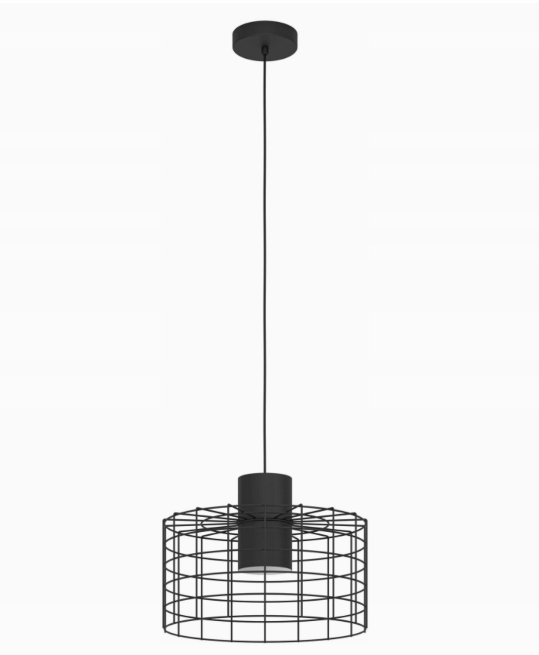 Industriální závěsná lampa koš stínidlo dráty 38 cm černá matná loft