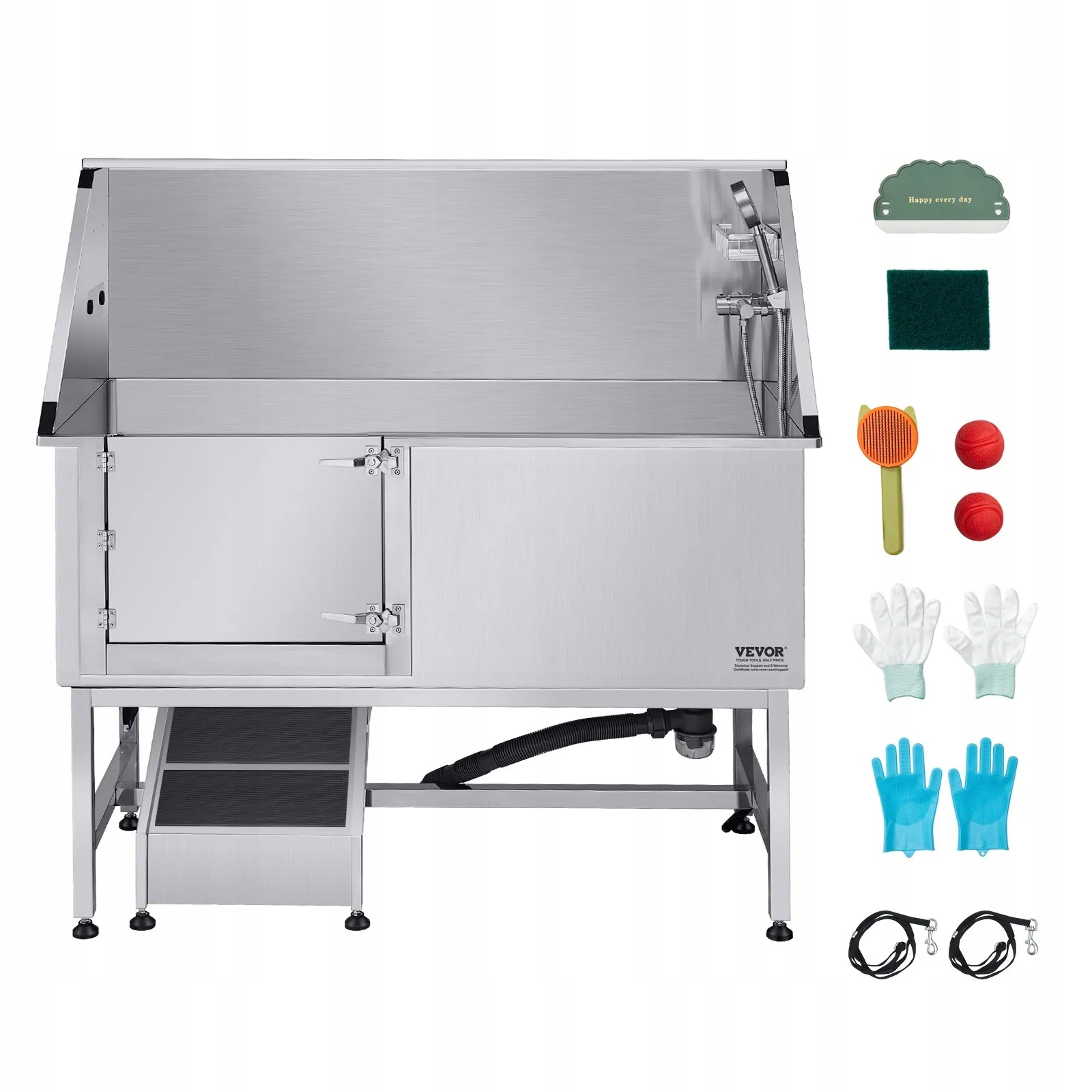 Levně Vana na péči o srst 150 cm, ocel rampa, filtr, sprchový dávkovač levé dveře