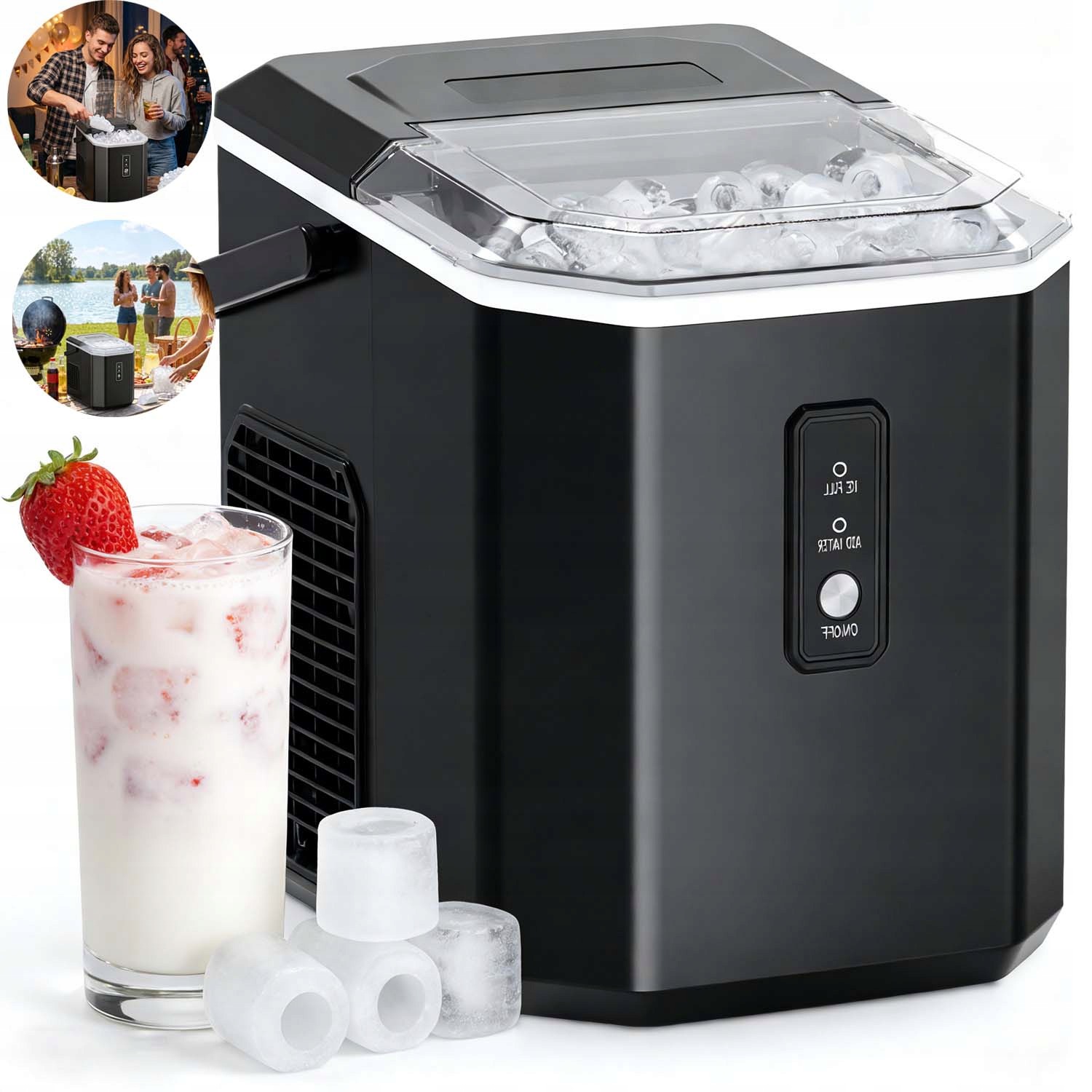 Výrobník Ledu Malý Domácí Stroj Na Kostky Ledu Výkonný A Tichý 12 KG/24 H