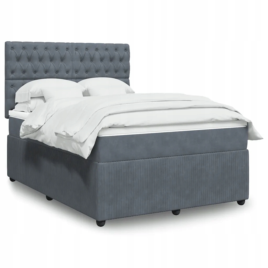 vidaXL Box spring postel s matrací tmavě šedý 140 x 190 cm samet