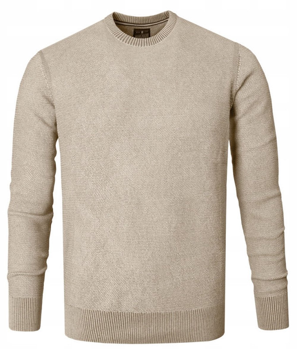 Pánský bavlněný svetr, jemná textura materiálu – Pako Jeans – béžová – XXL