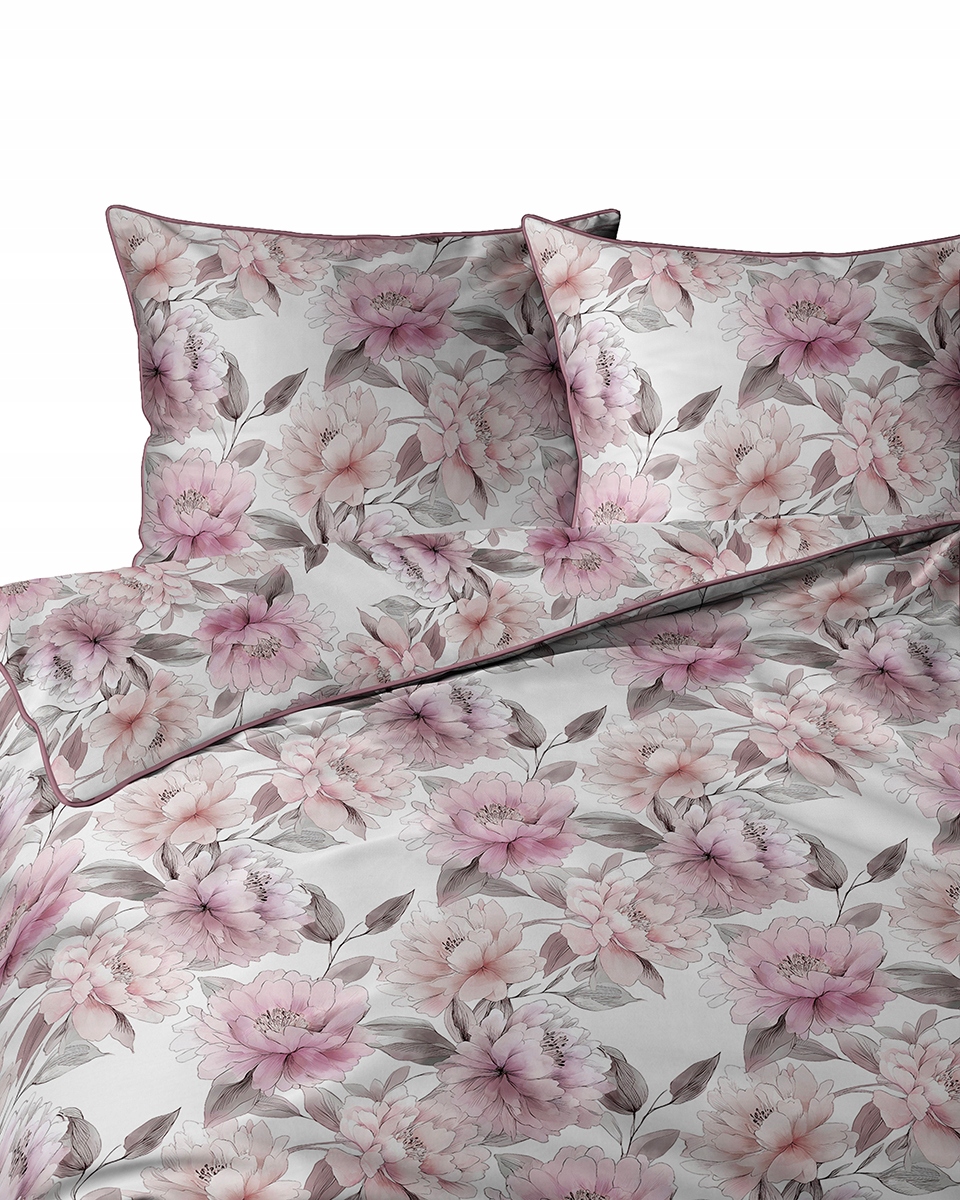 Pościel bawełniana z perkalu z lamówka 160x200 Lame Percale Perkal kwiaty