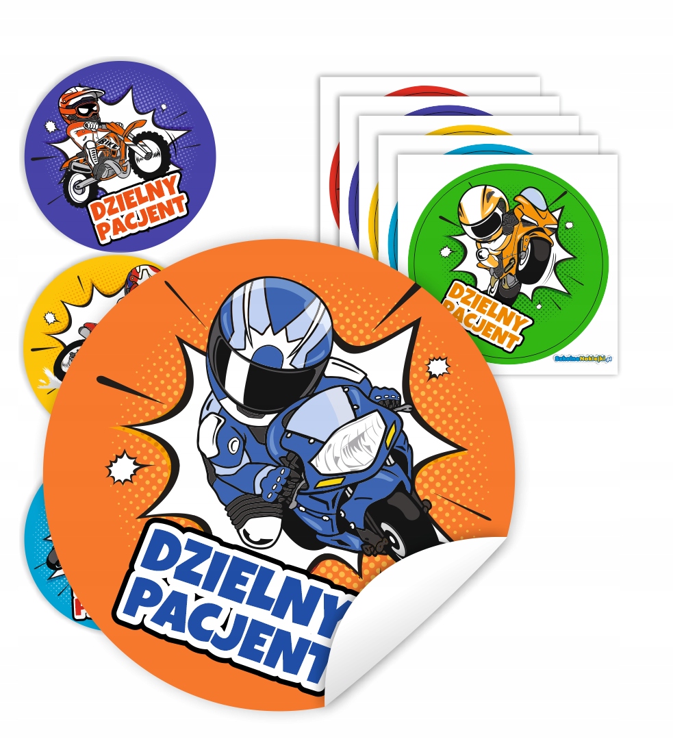 

Naklejki Dzielny Pacjent Motory wycięte 60mm 90sz.