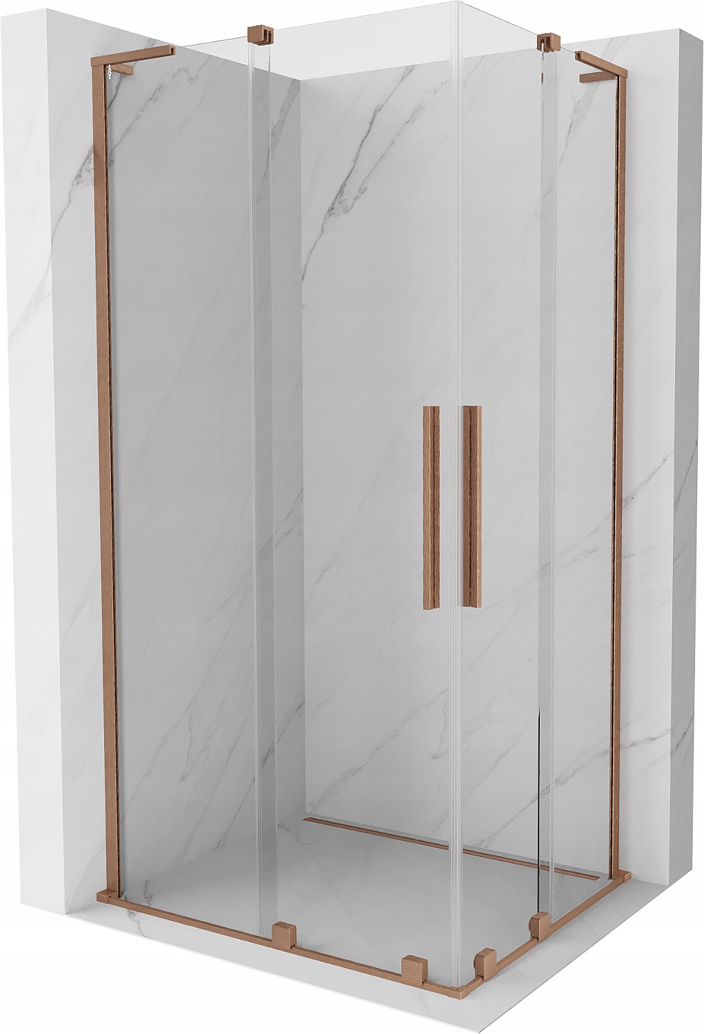Mexen Velar L Duo sprchová kabina 100x90 cm, kartáčovaná měď