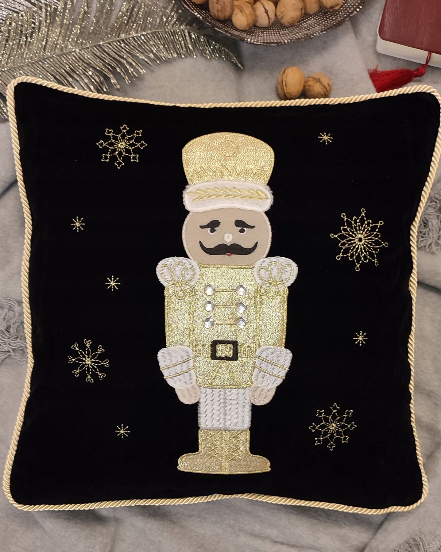 Povlak 45x45 Černý Dědeček Na Polštář Vánoční Inspirace