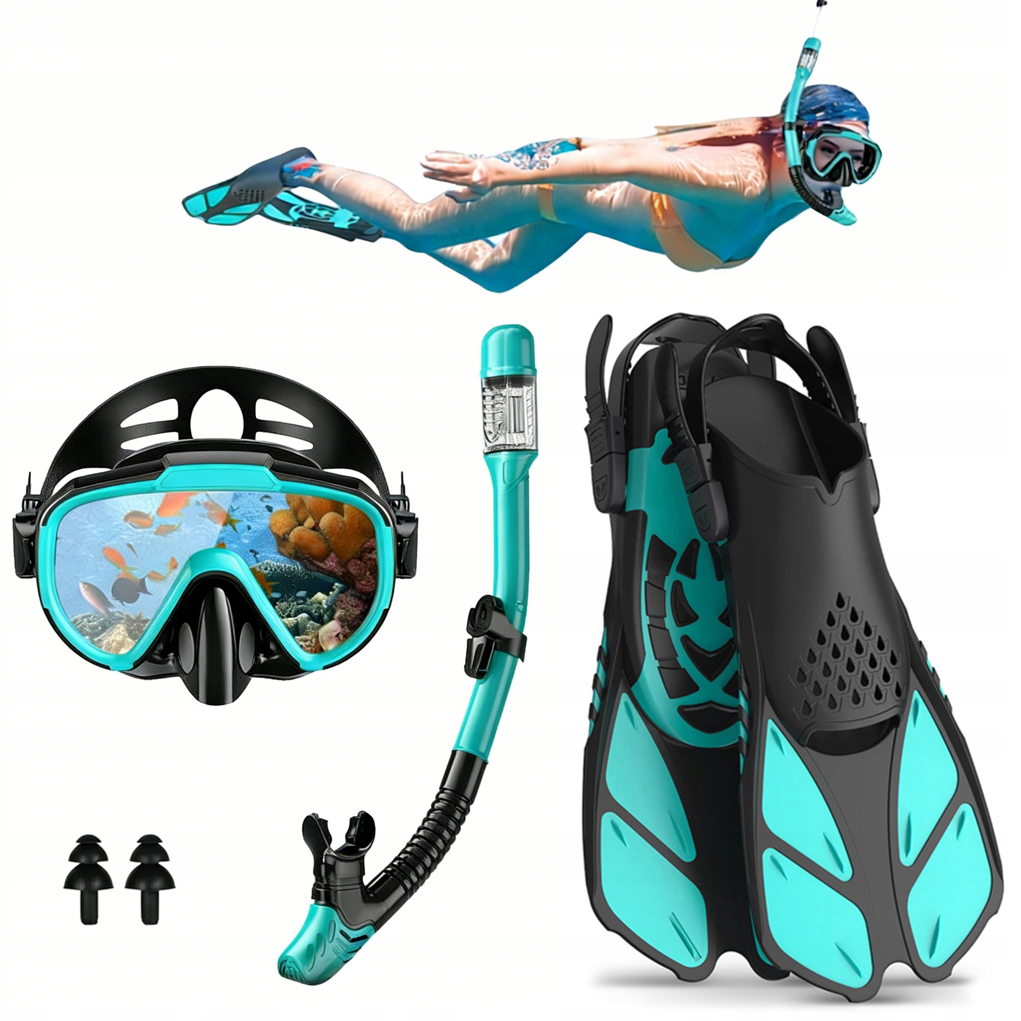 Potápěčské Brýle A Dýmka Na Potápění Brýle A Šnorchl Na Šnorchlování ploutve S/m