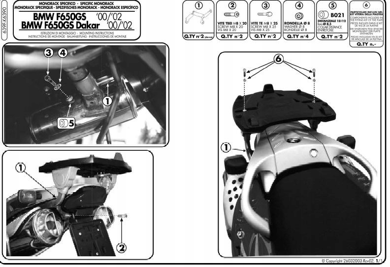 Kappa Rošt Centrálneho Kufra Bmw F 650GS (00-03), F 650GS Dakar (00-03)
