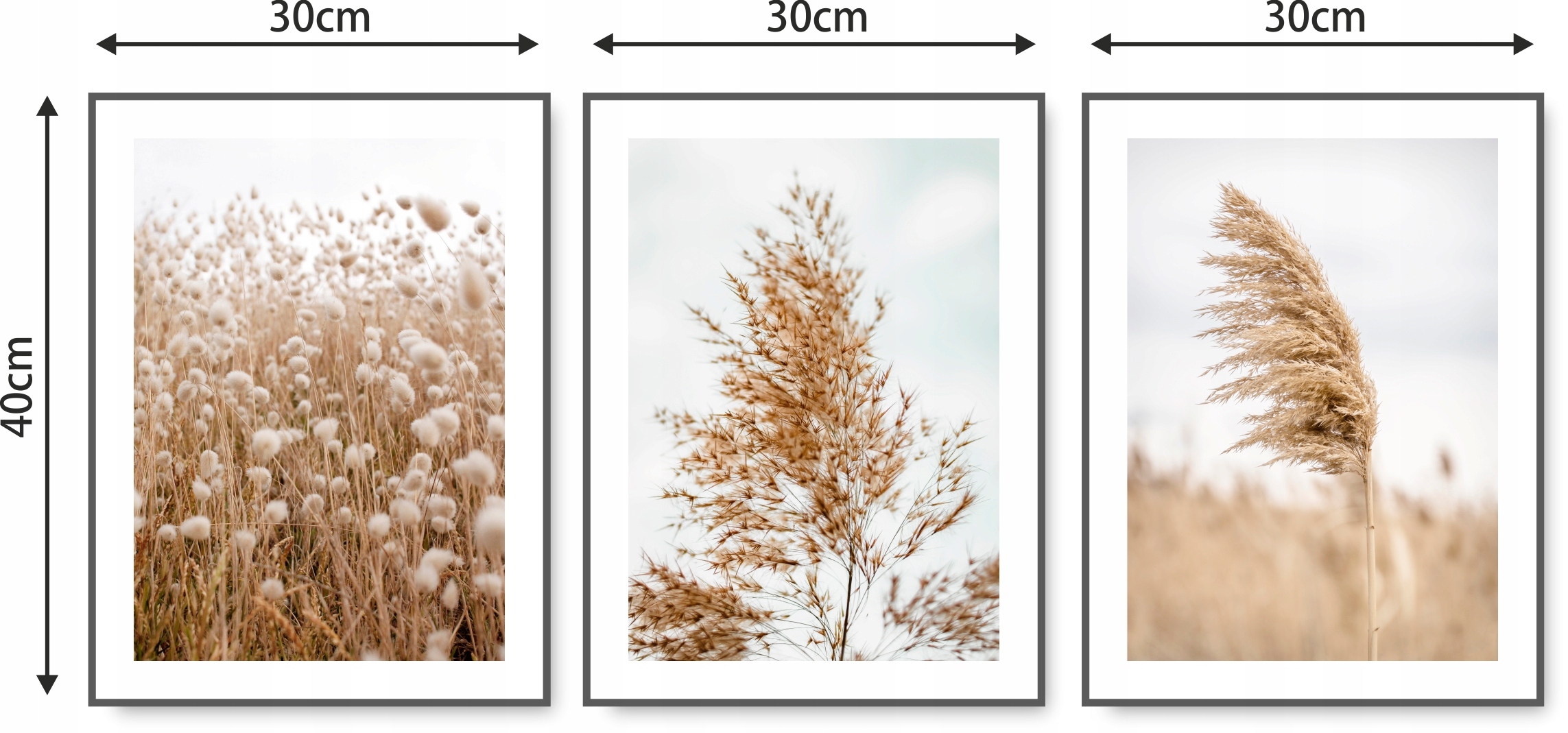 BOHO zestaw 3 obrazy 30x40 NATURA BRĄZ plakat #11 Szerokość produktu 30 cm
