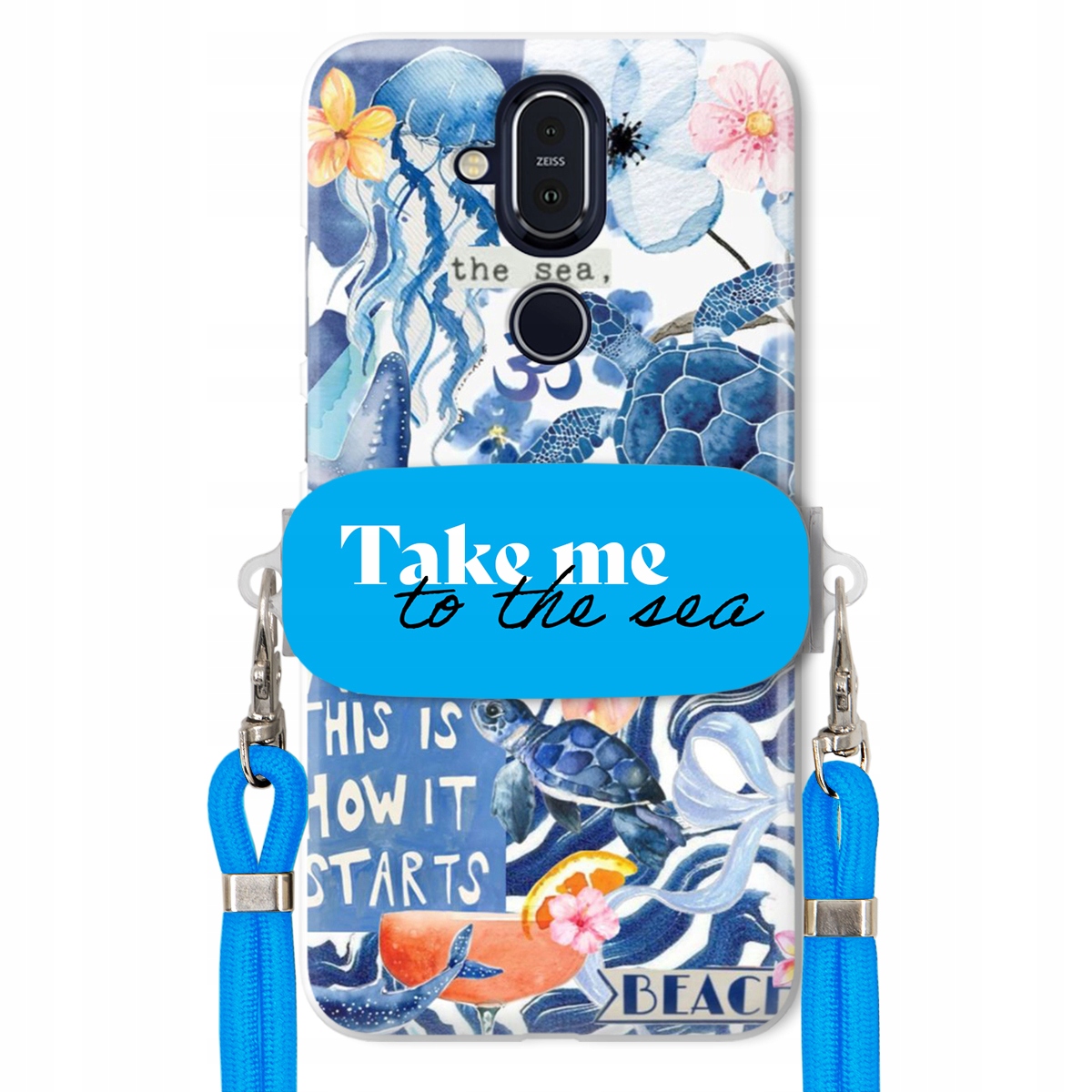 Puzdro pre Nokia X7 Modrá Crossbody vodítko držiak Take Me To The Sea Top